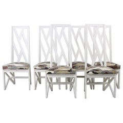 Mid Century Modern High Back Fretwork Chairs Set of 6