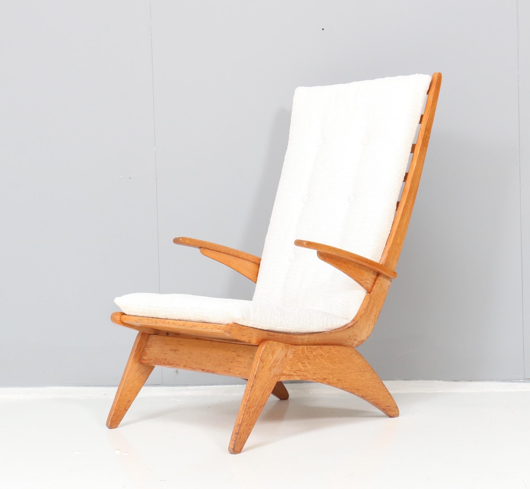 Bouclé Mid-Century Modern High Back Lounge Chair by Jan den Drijver for De Stijl, 1950s For Sale