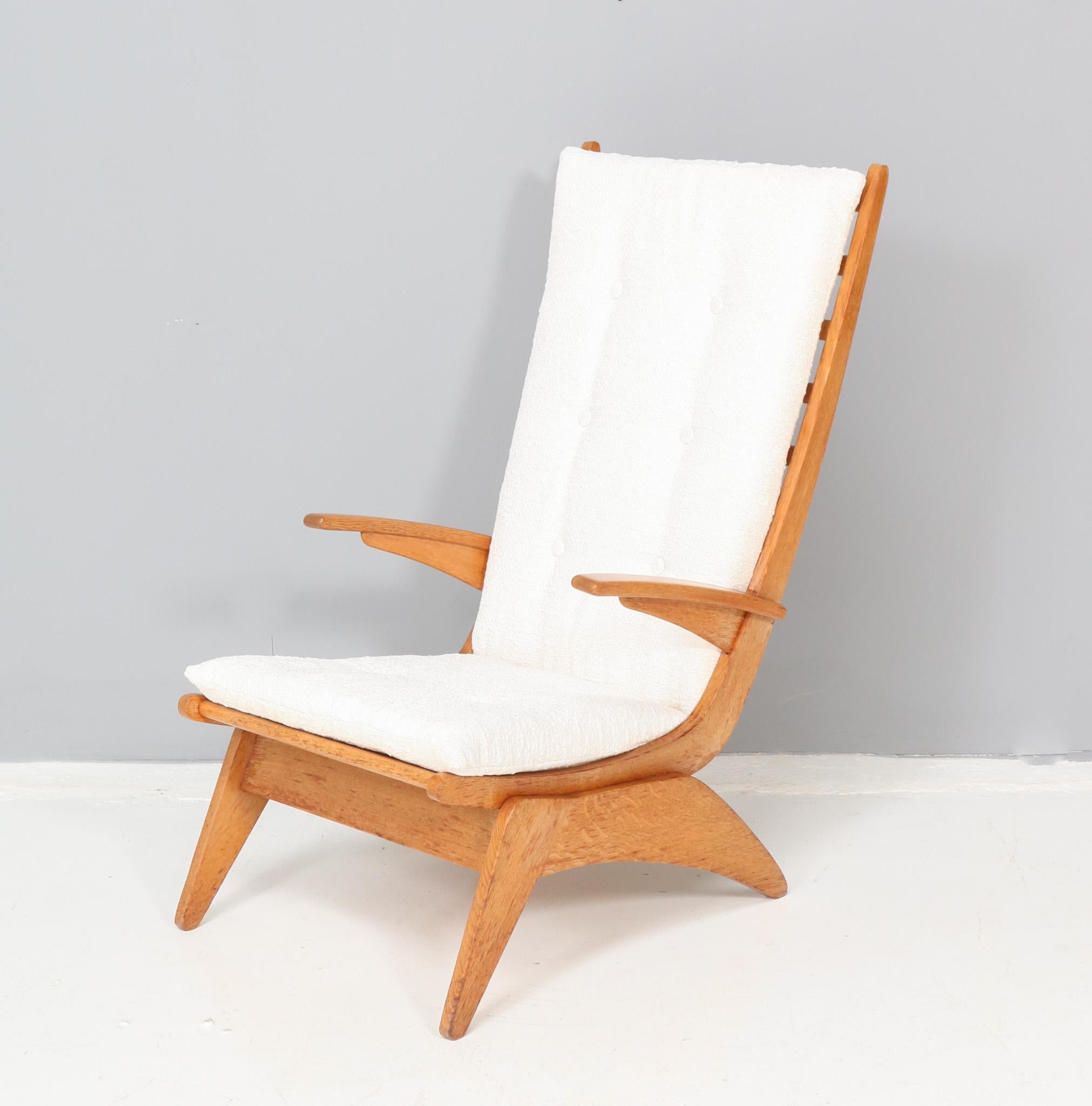 Bouclé Mid-Century Modern High Back Lounge Chair by Jan den Drijver for De Stijl, 1950s For Sale