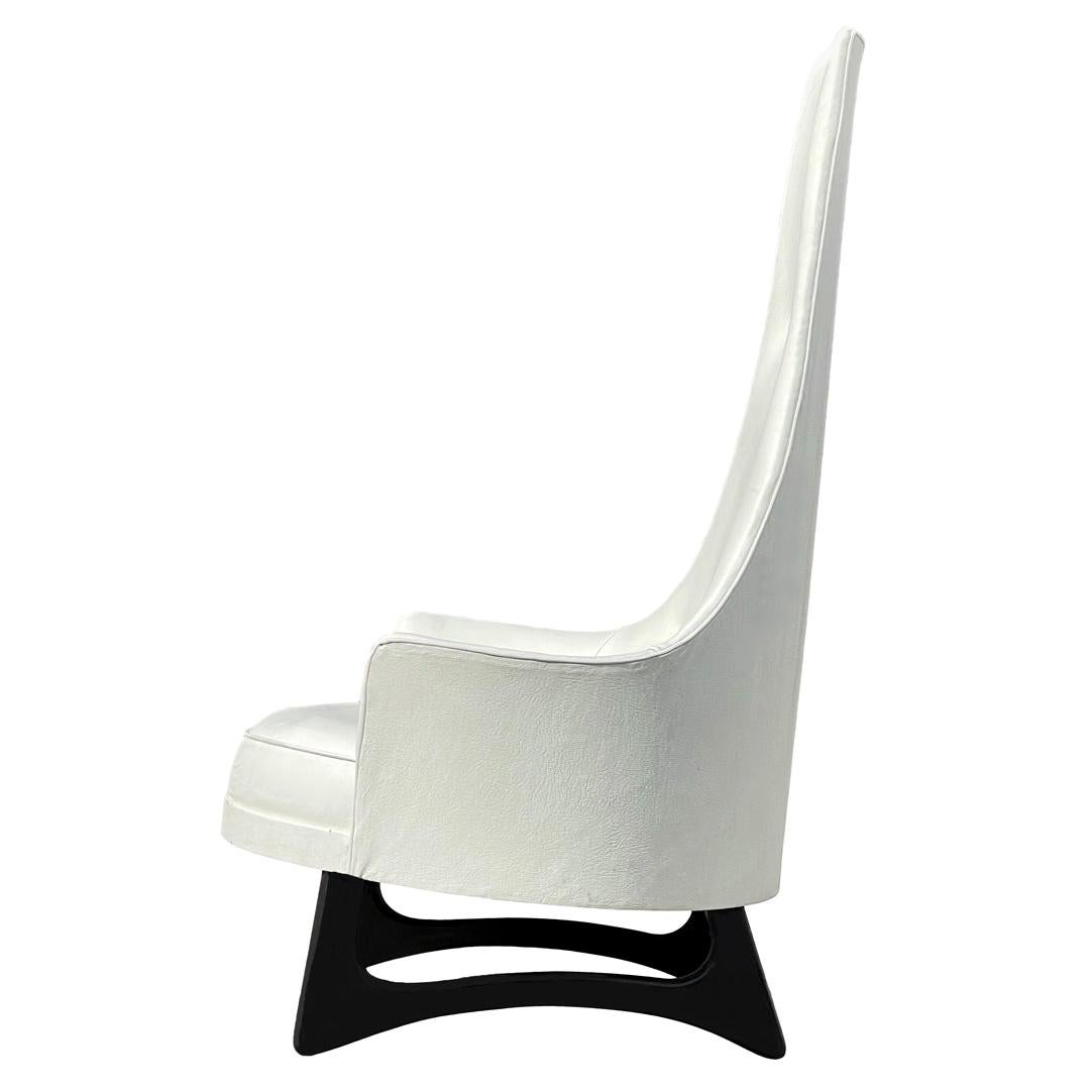Mid-Century Modern High Back Lounge Chair in White Naugahyde by Adrian Pearsall