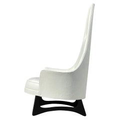 Mid-Century Modern High Back Lounge Chair in White Naugahyde by Adrian Pearsall