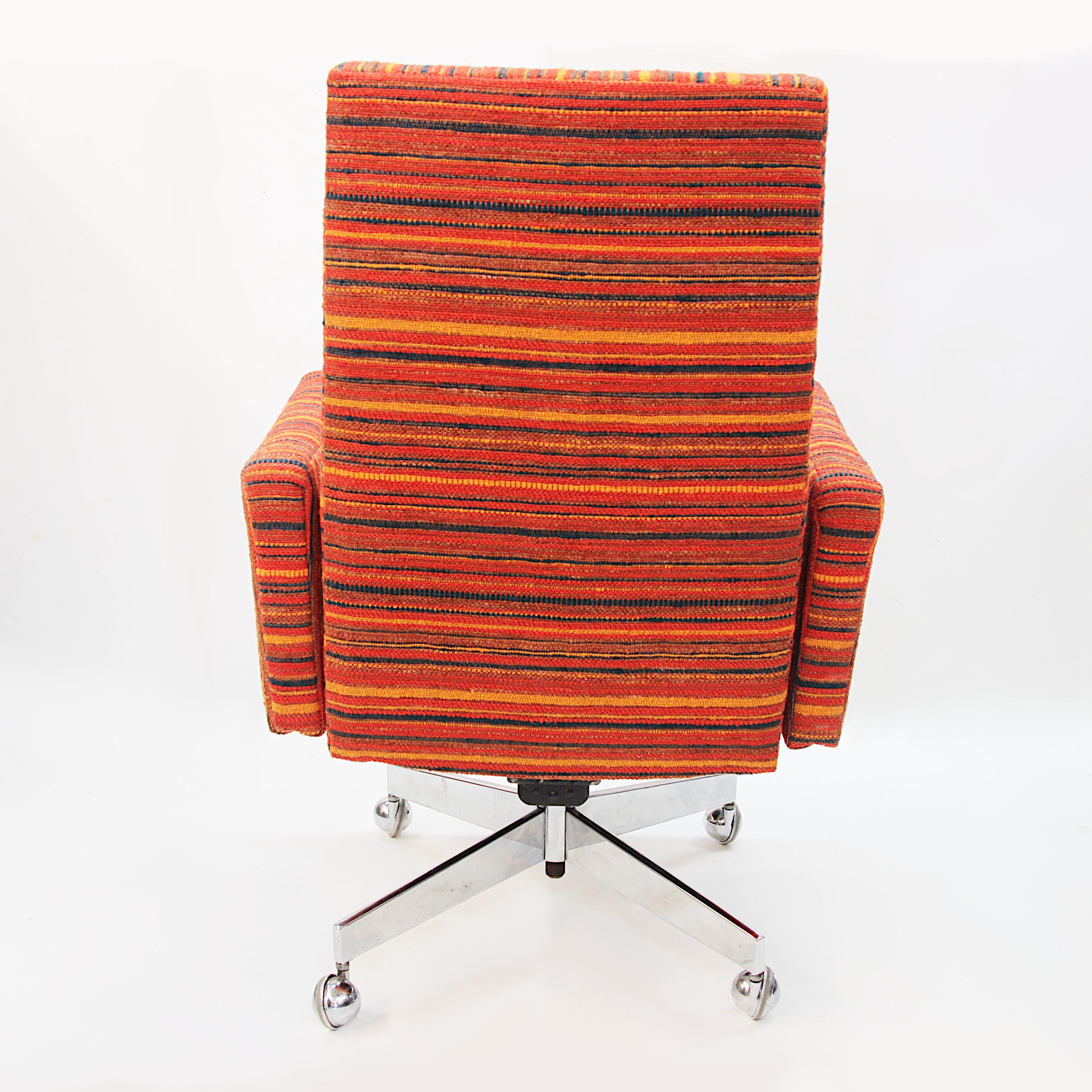 Mid-Century Modern High Back Office Desk Chair by Gunlocke w/ New NOS Fabric 2