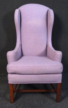 Mid-Century Modern High Back Purple Lounge Chair
