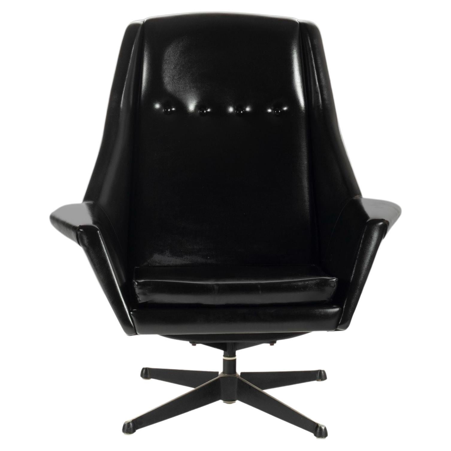 Dreh-Loungesessel mit hoher Rückenlehne, Mid-Century Modern, Schweden im Angebot