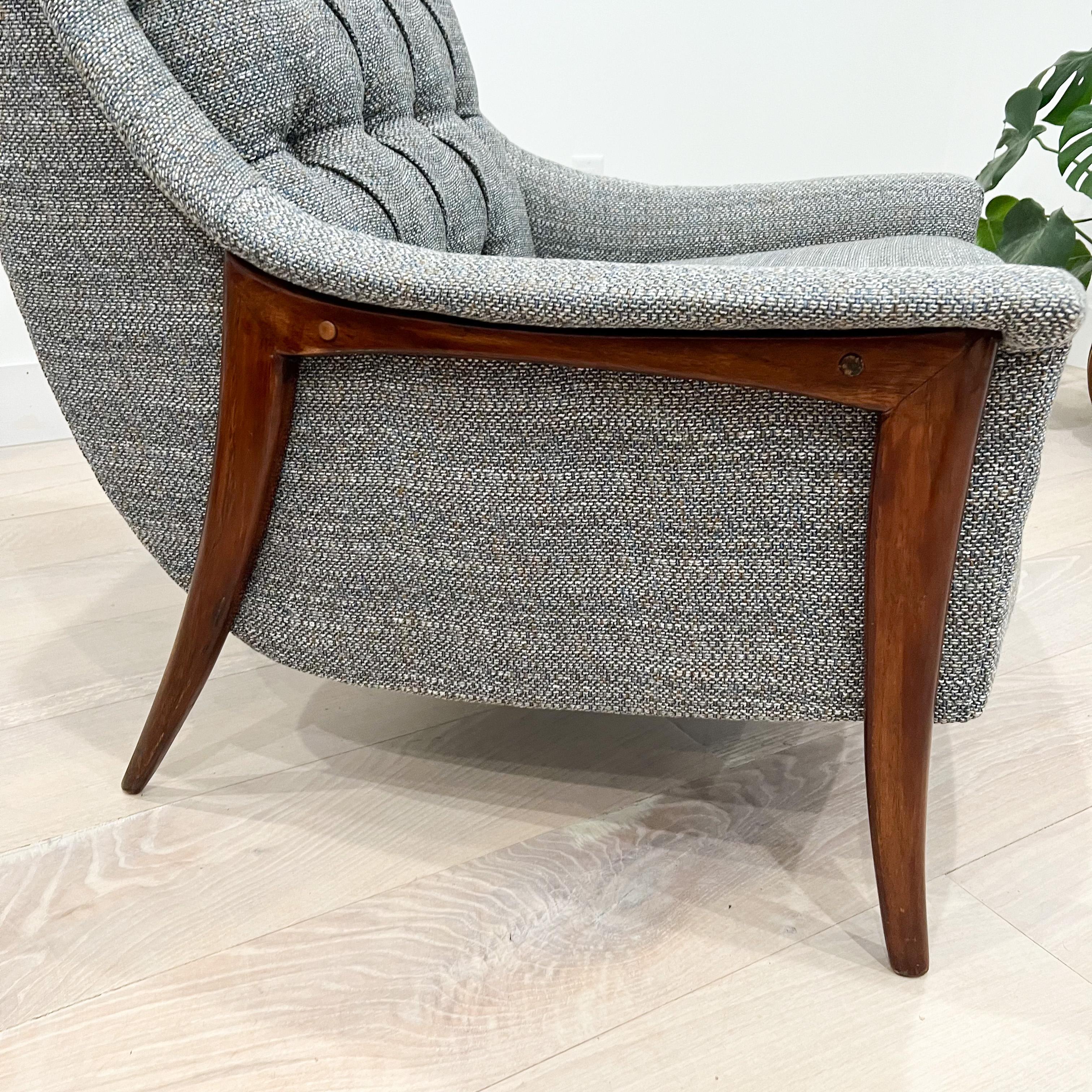 Mid-Century Modern High Back Tufted Lounge Chair by Kroehler, New Upholstery 8