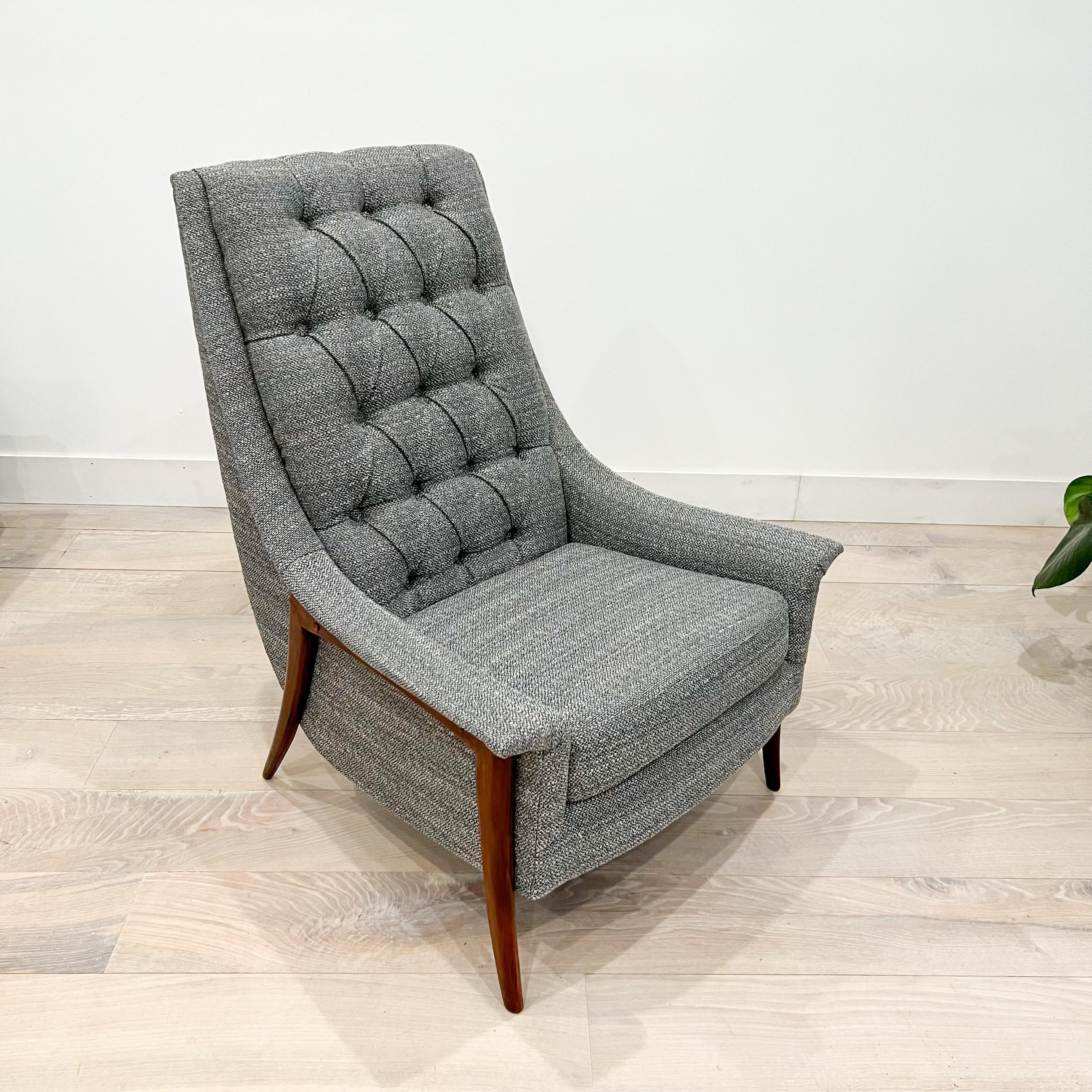 Mid-Century Modern High Back Tufted Lounge Chair by Kroehler, New Upholstery 11