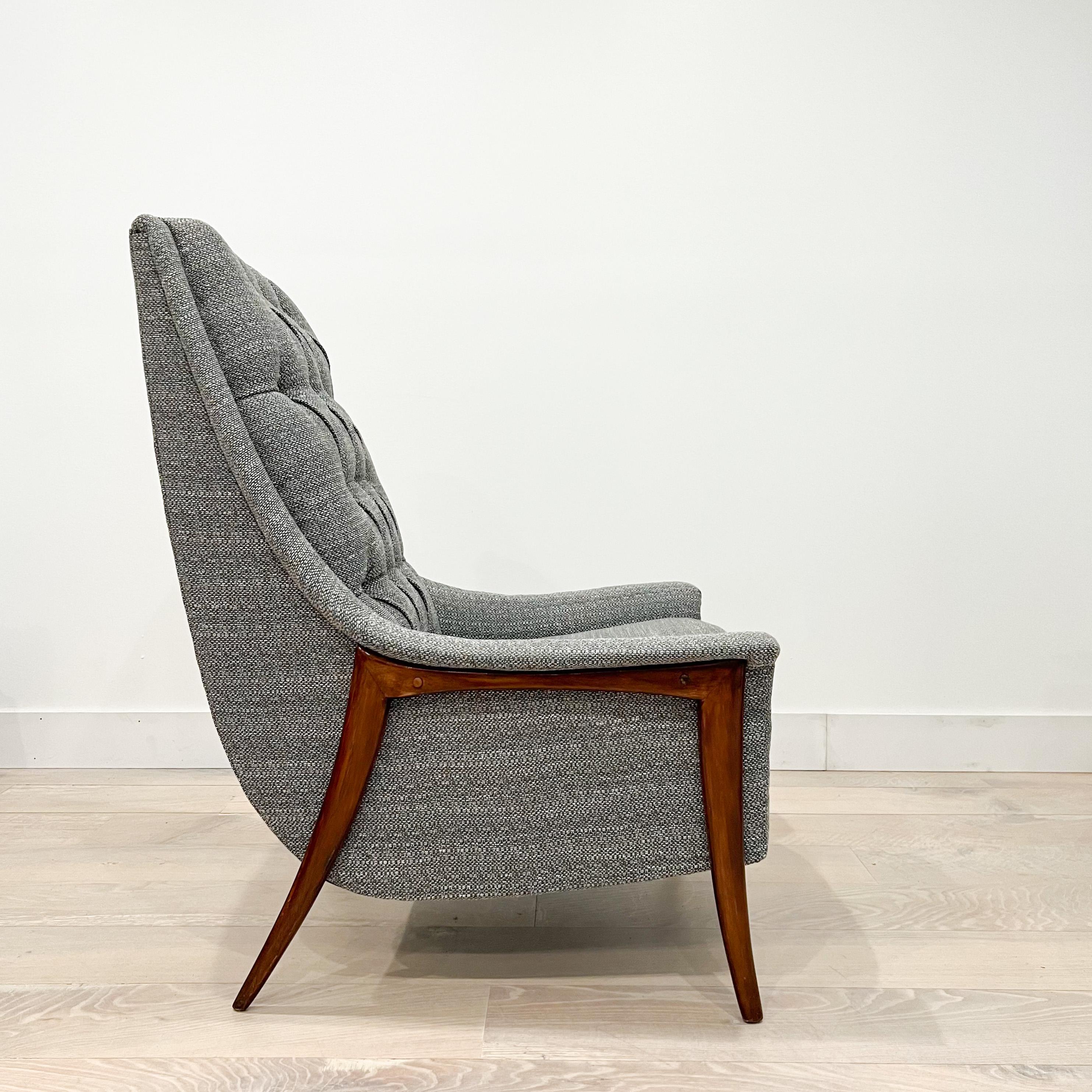 Mid-Century Modern High Back Tufted Lounge Chair by Kroehler, New Upholstery 4
