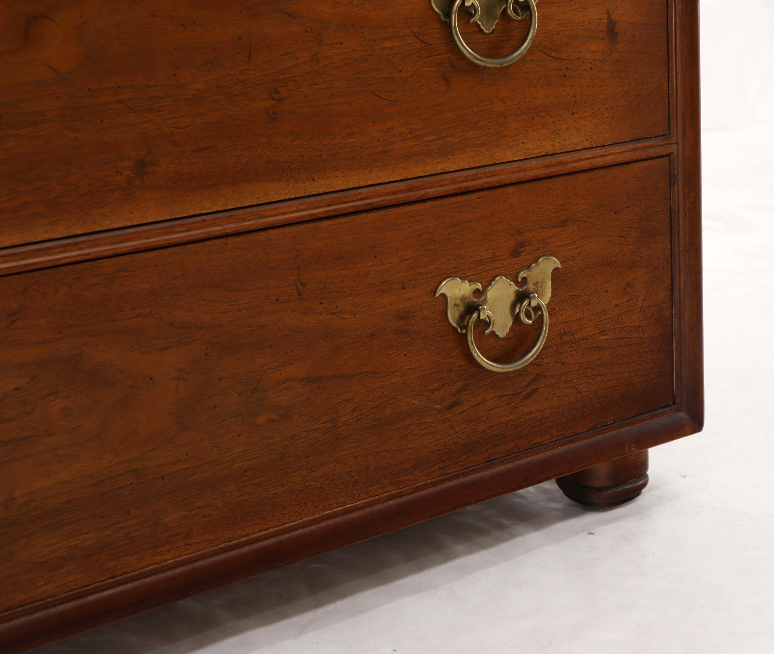 20th Century Mid-Century Modern High Chest Dresser by Henredon Brass Horse Shoe Shape Pulls