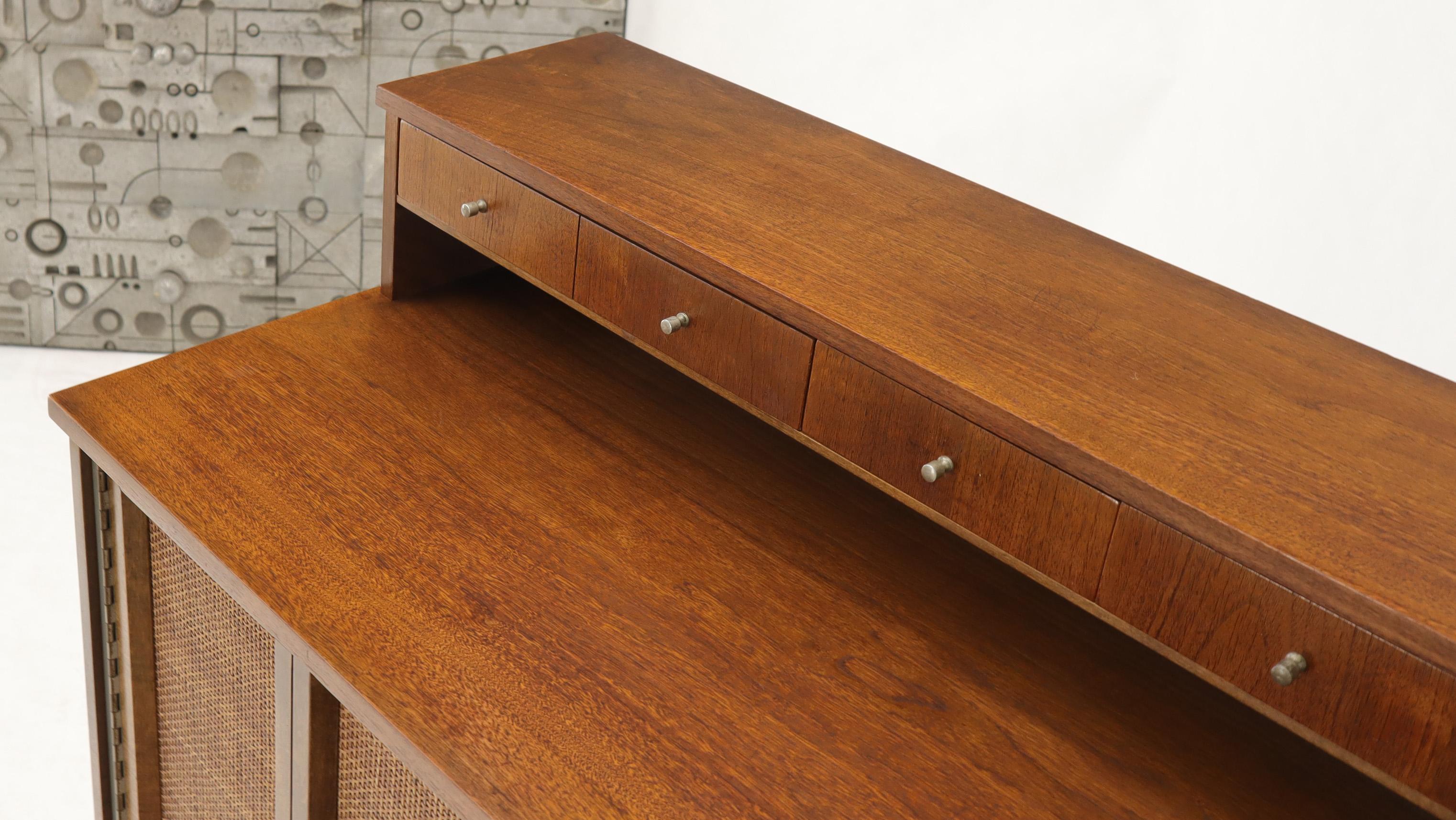 Cane Mid-Century Modern High Chest Dresser with Separate Jewelry Compartment on Top For Sale