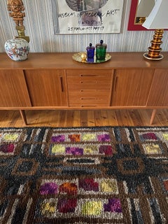 Mid-century Modern High Pile Brown Rya Rug, Sweden, 1960s