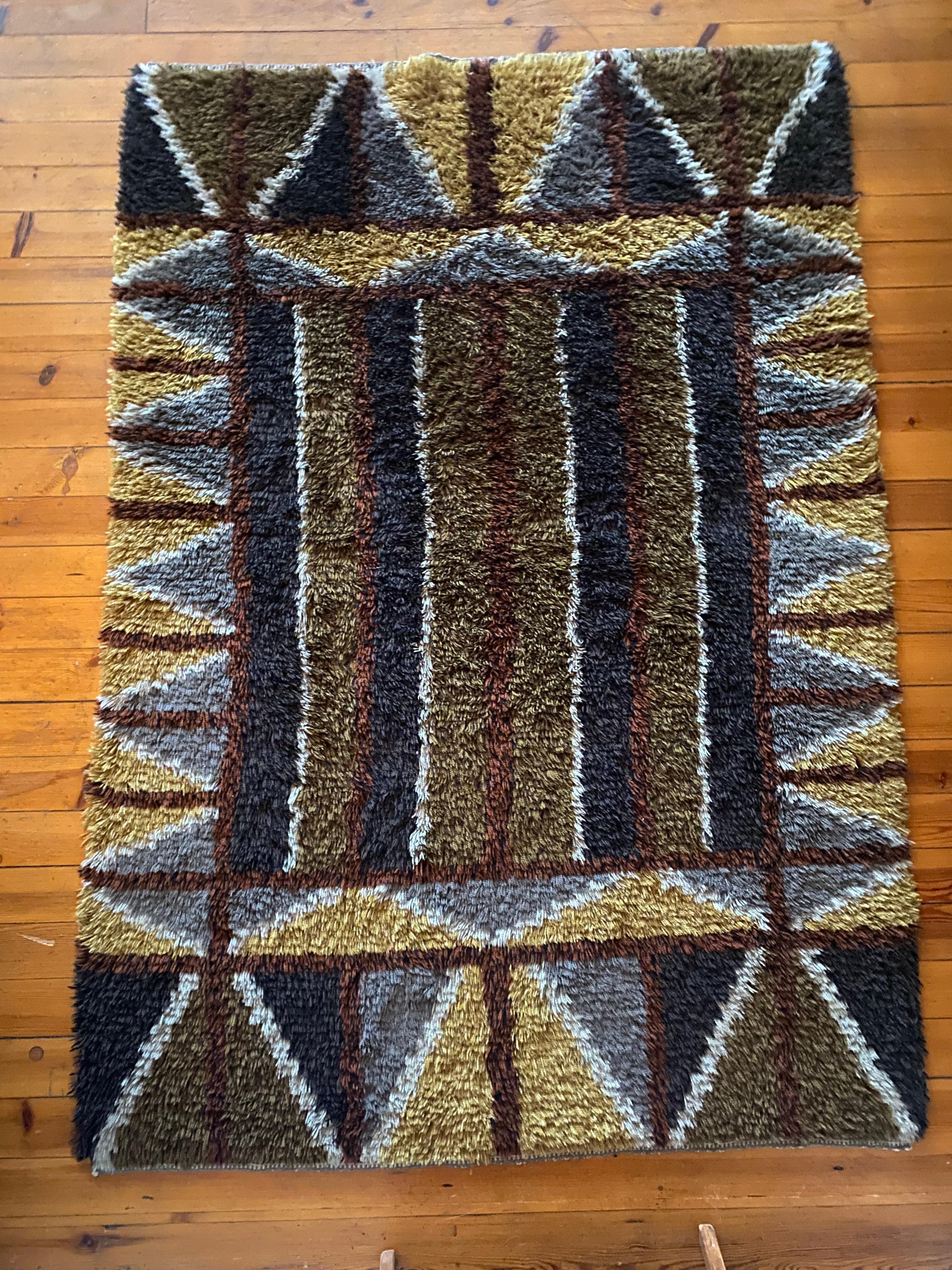 Mid-century Modern High Pile Rya Rug, Sweden, 1960s For Sale 8