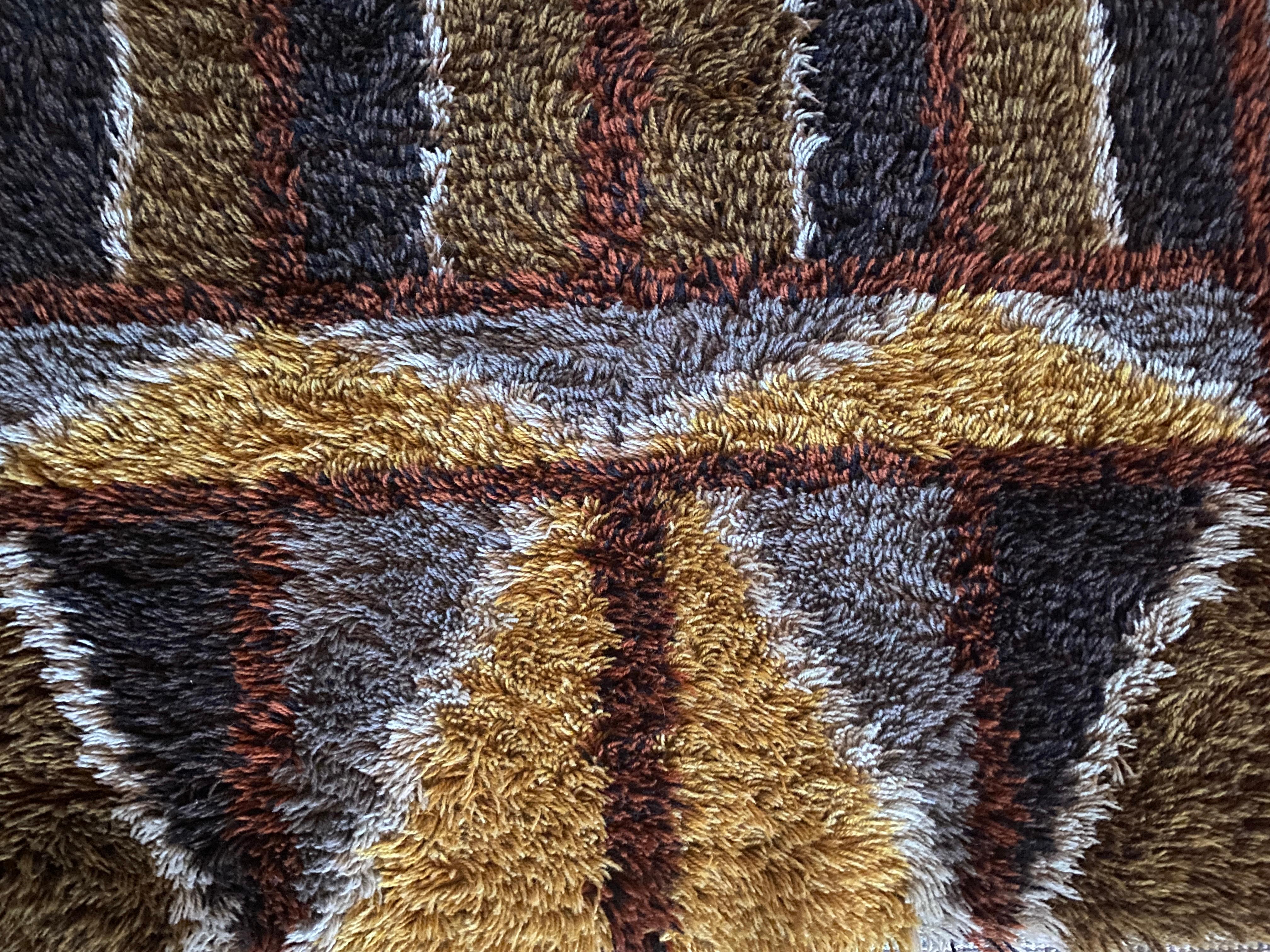 Mid-century Modern High Pile Rya Rug, Sweden, 1960s In Good Condition For Sale In Grythyttan, SE