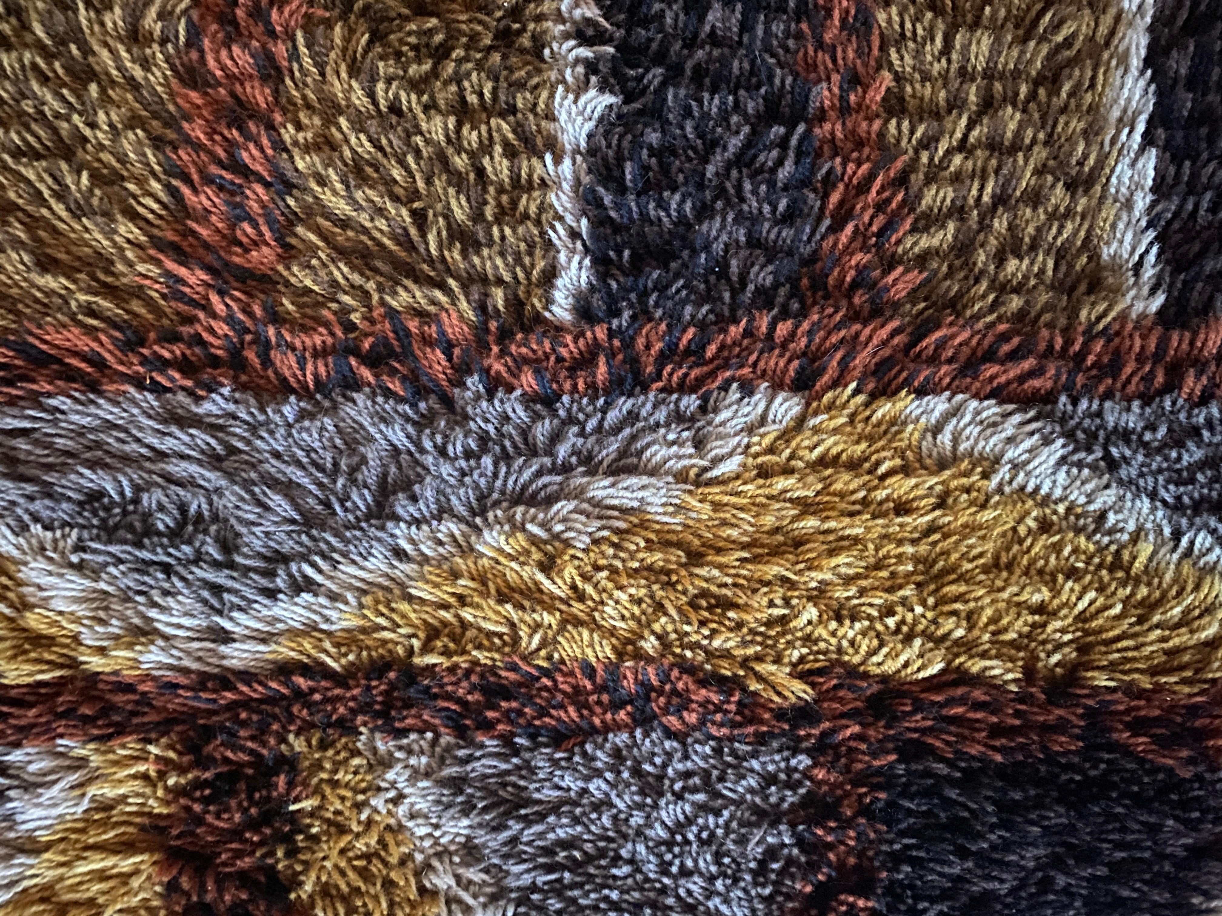 Wool Mid-century Modern High Pile Rya Rug, Sweden, 1960s For Sale
