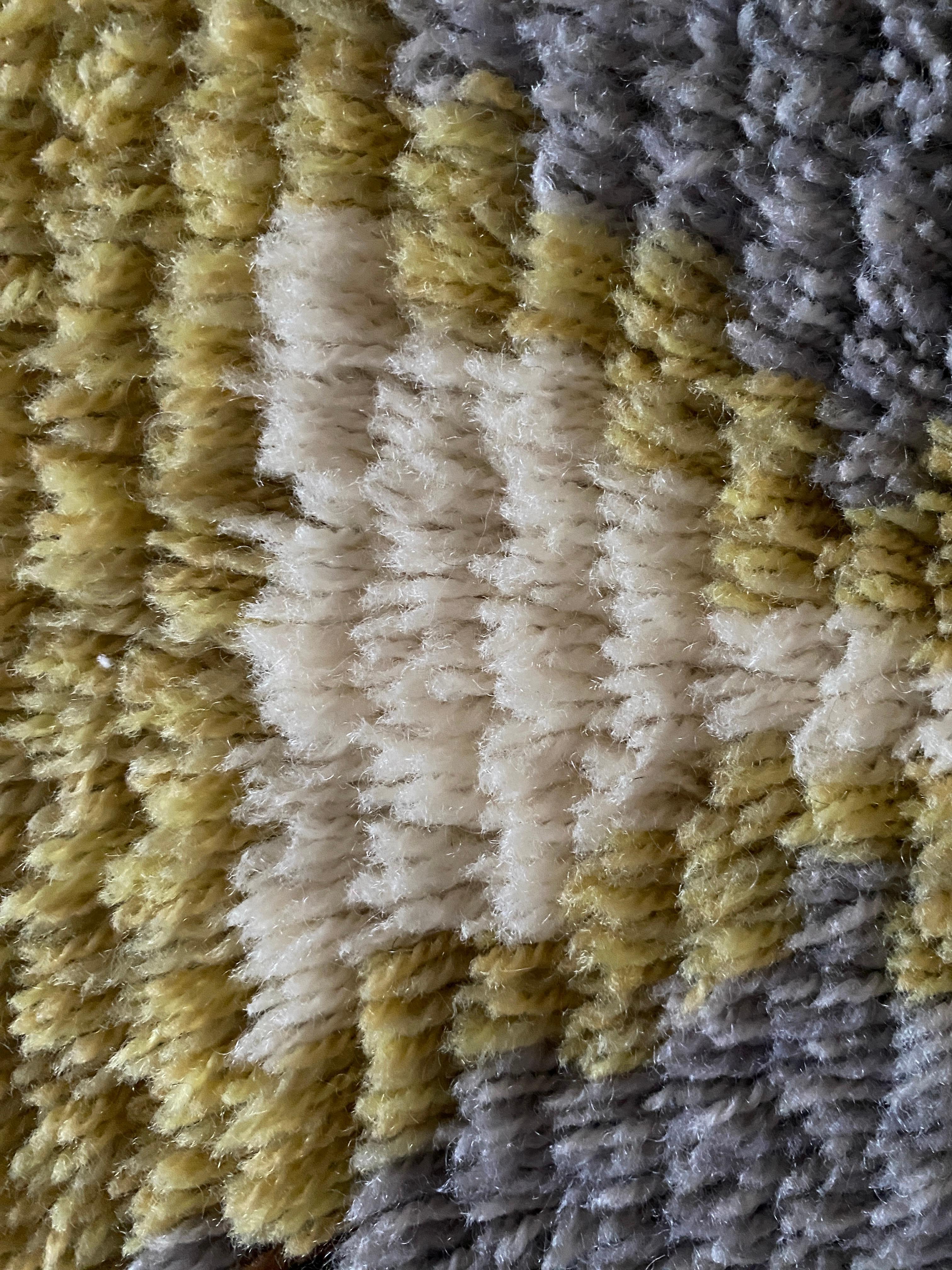 Mid-century Modern High Pile White and Brown Bows Rya Rug, Sweden, 1960s For Sale 1