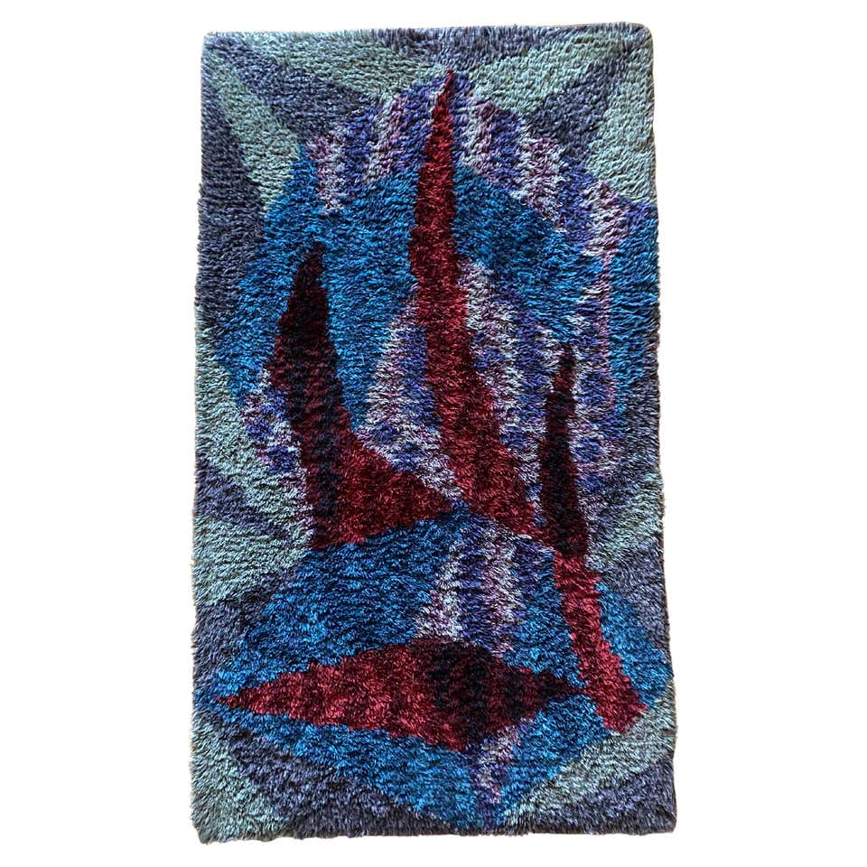 Mid-century Modern Bordeaux Red Rya Rug by Gull-Britt Johansson for ...