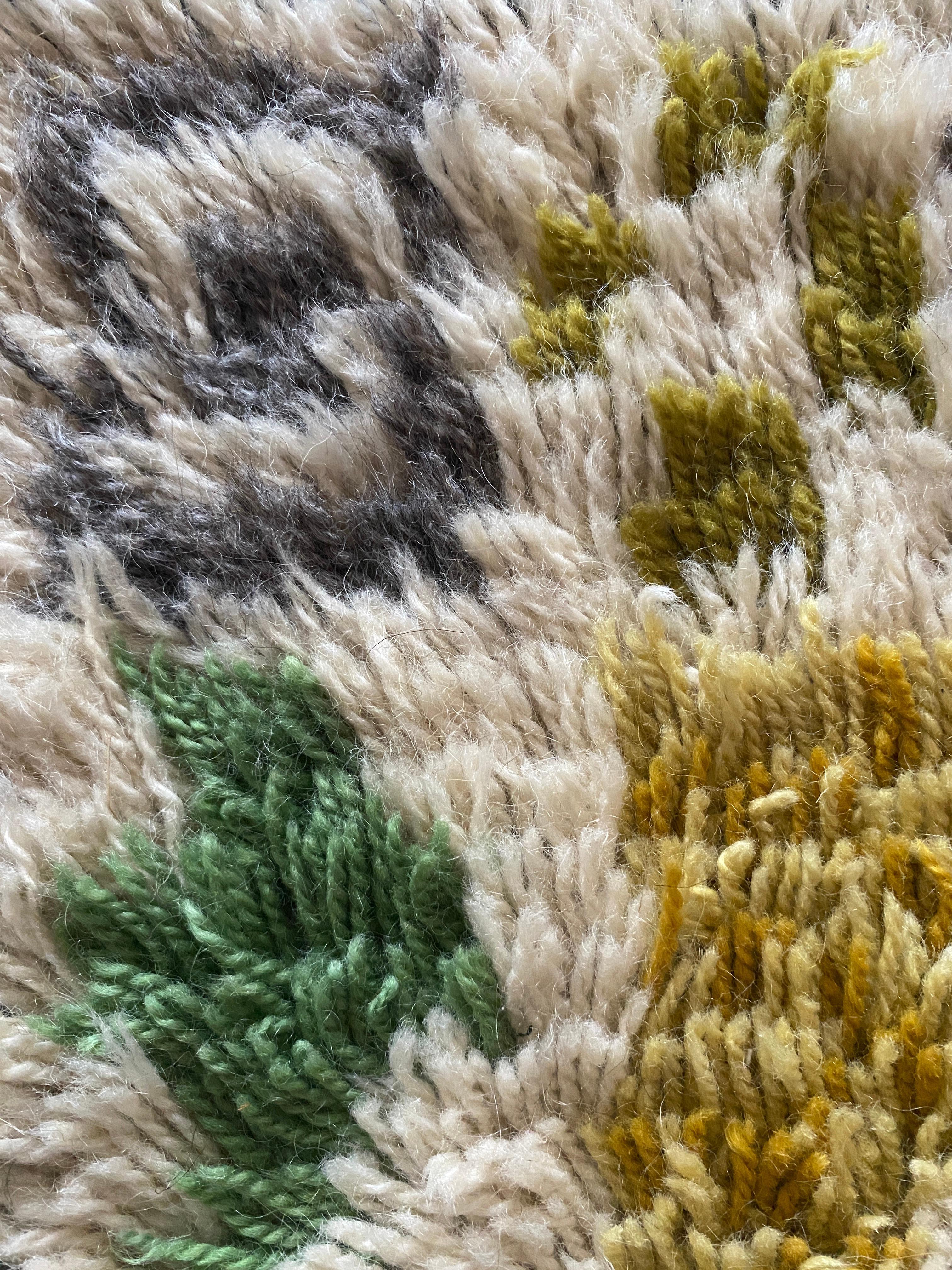 Mid-century Modern High Pile, Yellow, White, Green & Grey Rya Rug, Sweden, 1960s For Sale 3