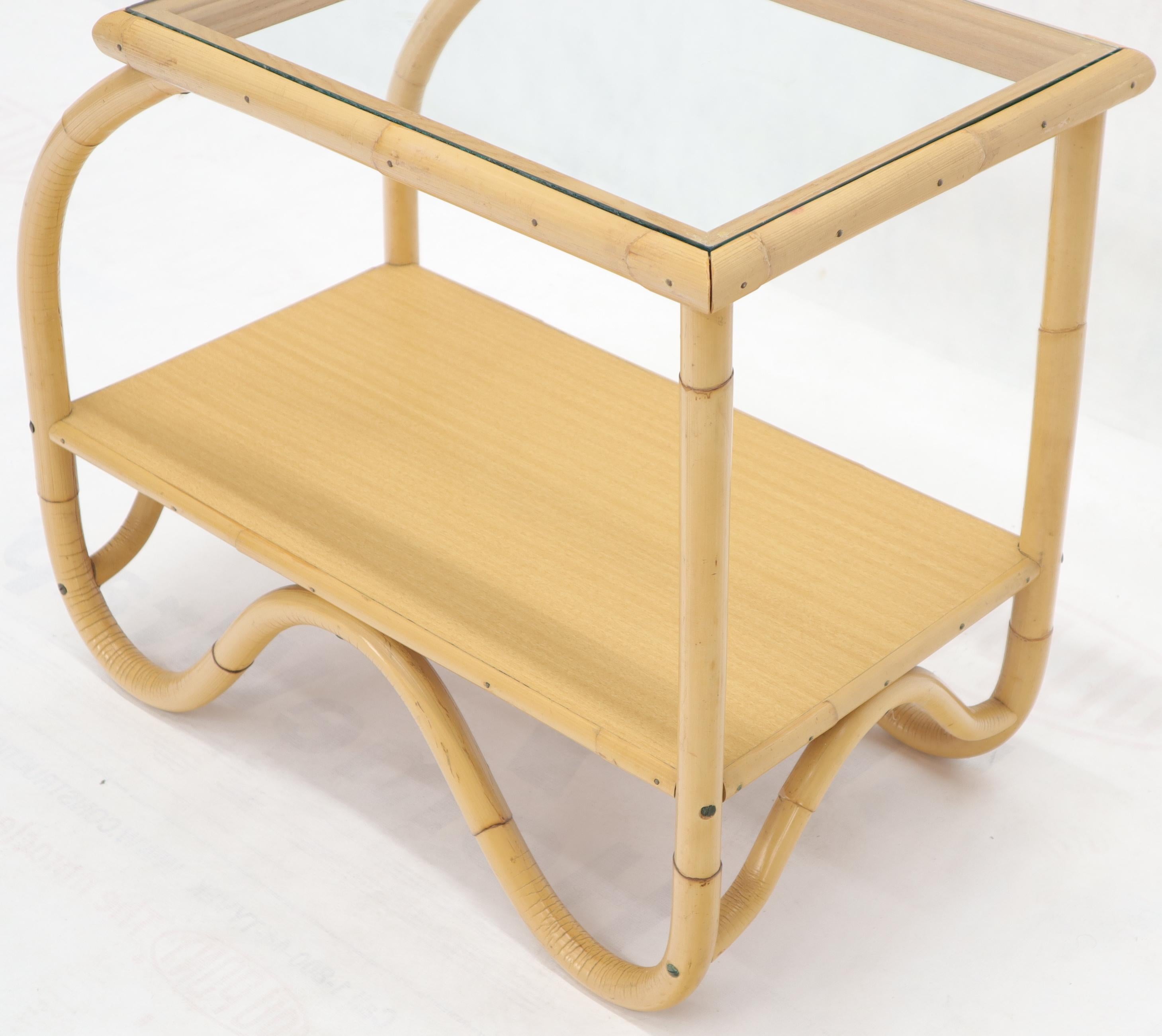 Mid-Century Modern High Quality Bent Rattan Glass Top End Side Tables 4