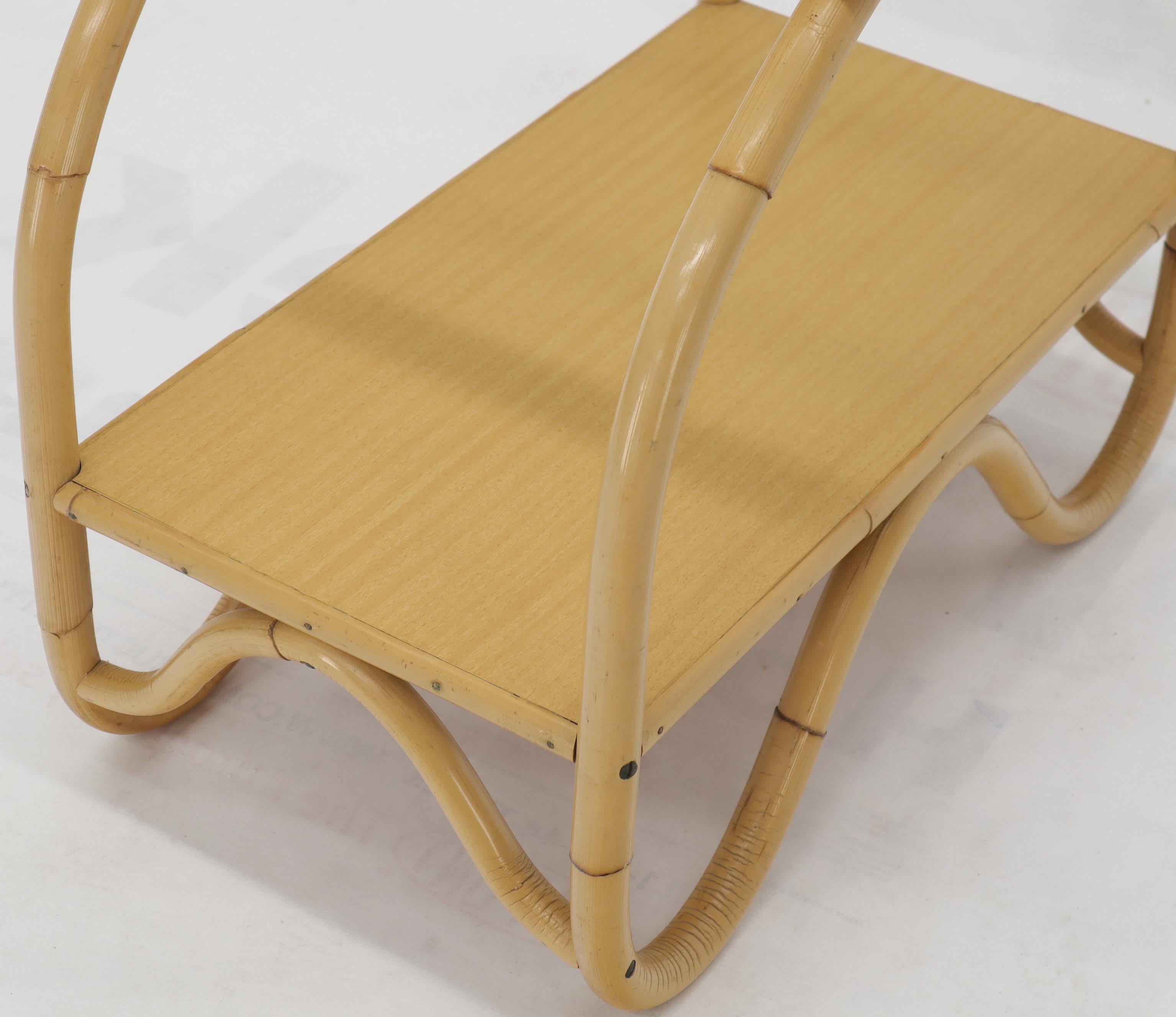 Mid-Century Modern High Quality Bent Rattan Glass Top End Side Tables 5