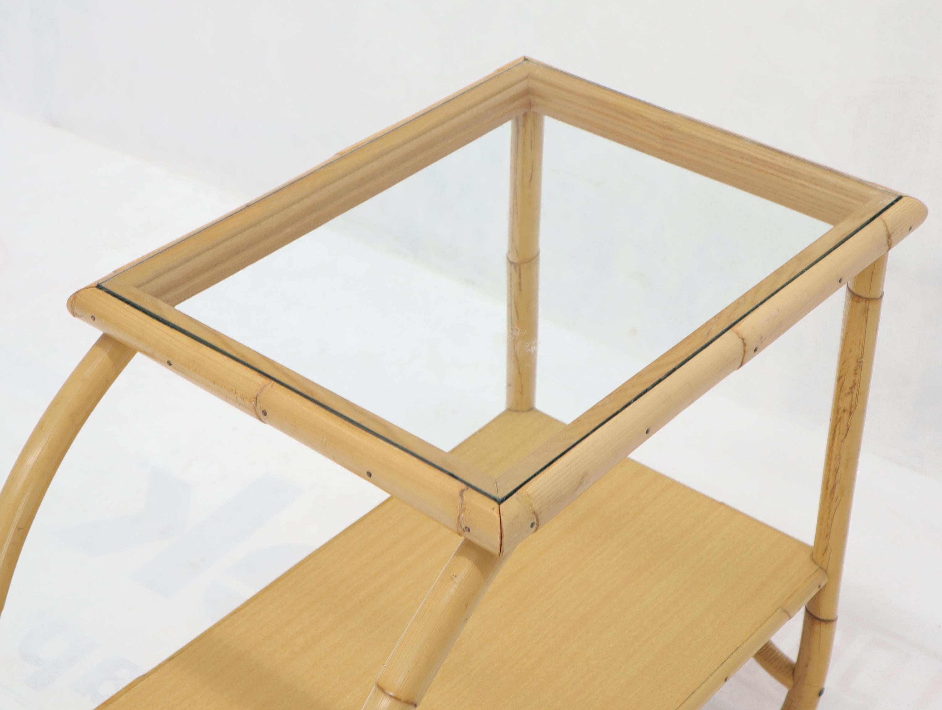 Mid-Century Modern High Quality Bent Rattan Glass Top End Side Tables 6