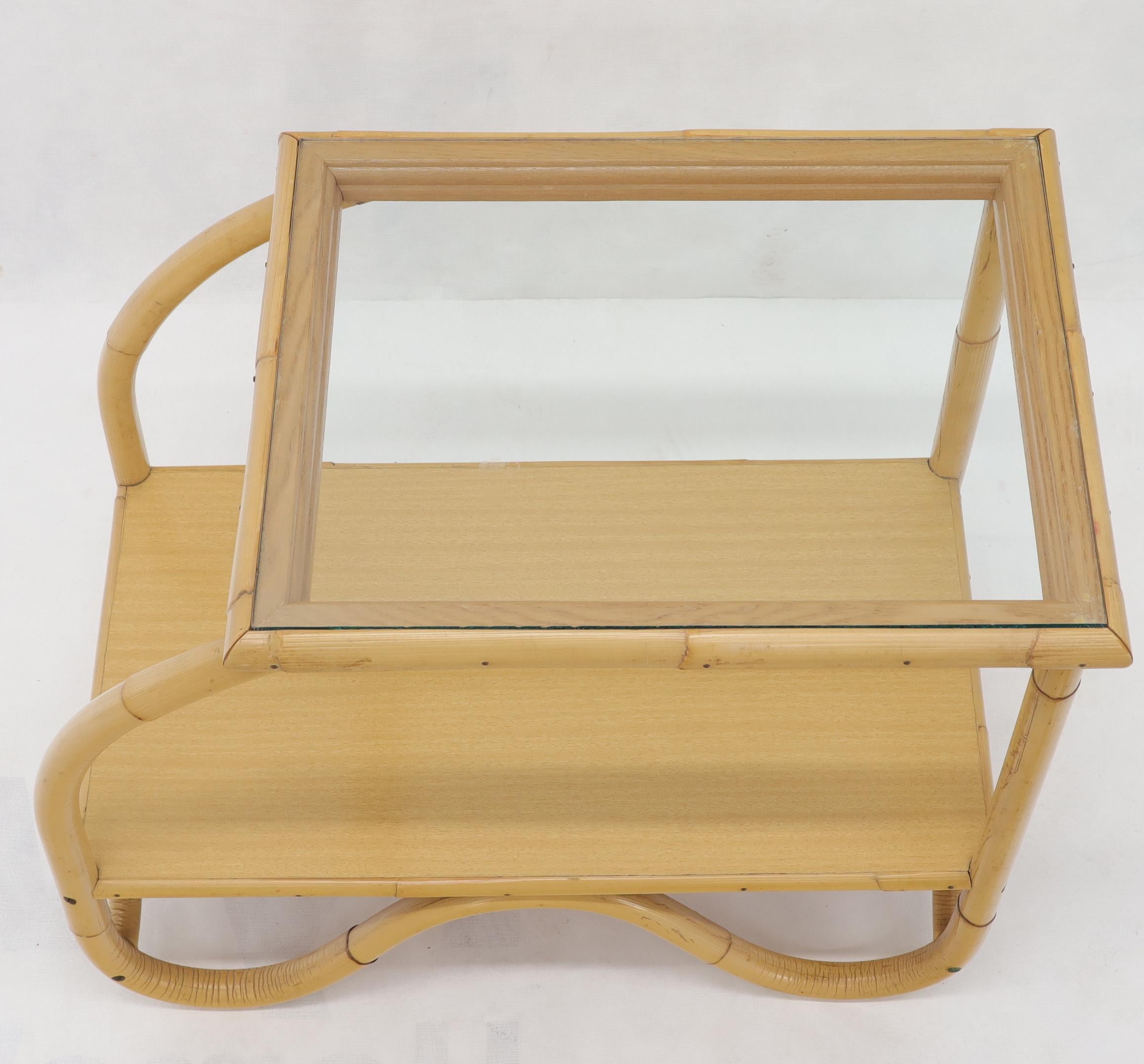 Mid-Century Modern High Quality Bent Rattan Glass Top End Side Tables 8