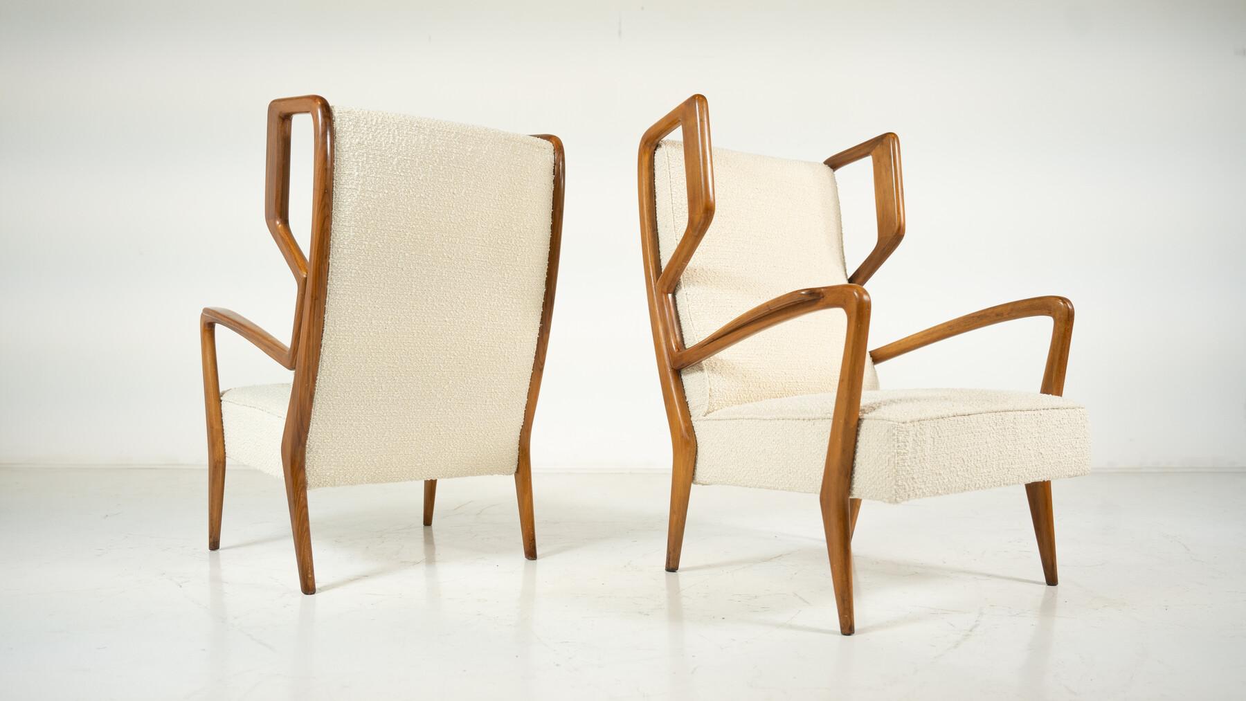 Mid-Century Modern Highback Amrchairs by Orlando Orlandi, Italy, 1950s For Sale 6