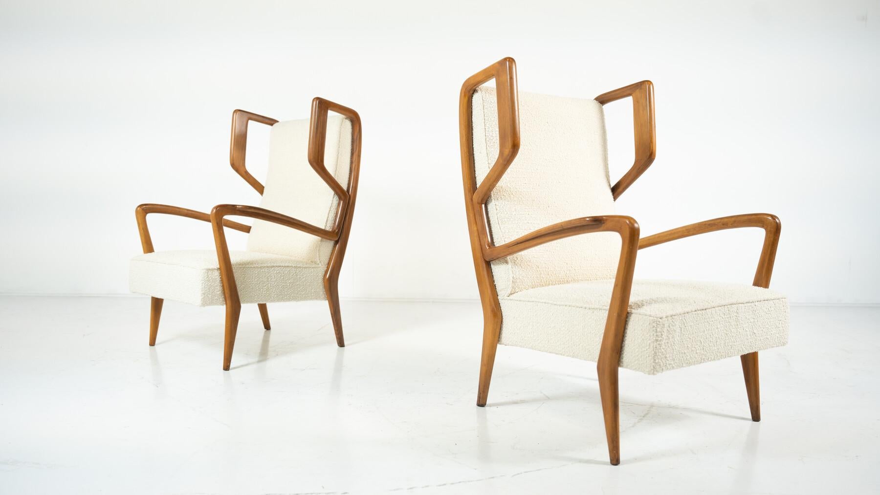 Mid-Century Modern Highback Amrchairs by Orlando Orlandi, Italy, 1950s In Good Condition For Sale In Brussels, BE