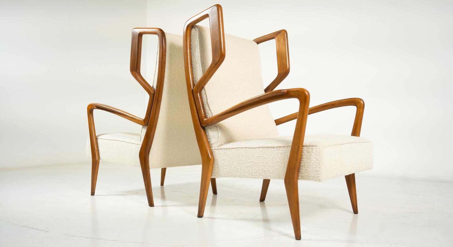 Mid-Century Modern Highback Amrchairs by Orlando Orlandi, Italy, 1950s For Sale 3