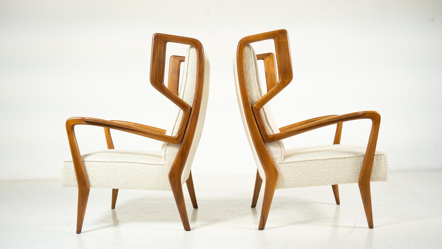 Mid-Century Modern Highback Amrchairs by Orlando Orlandi, Italy, 1950s For Sale 4