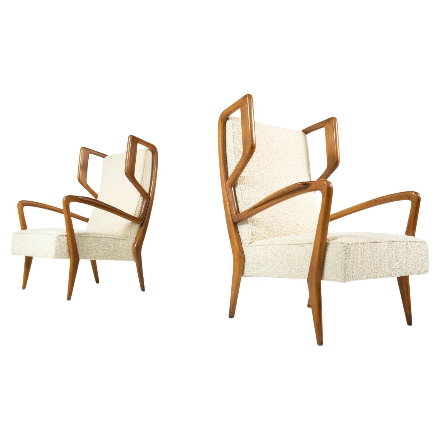 Mid-Century Modern Highback Amrchairs by Orlando Orlandi, Italy, 1950s For Sale
