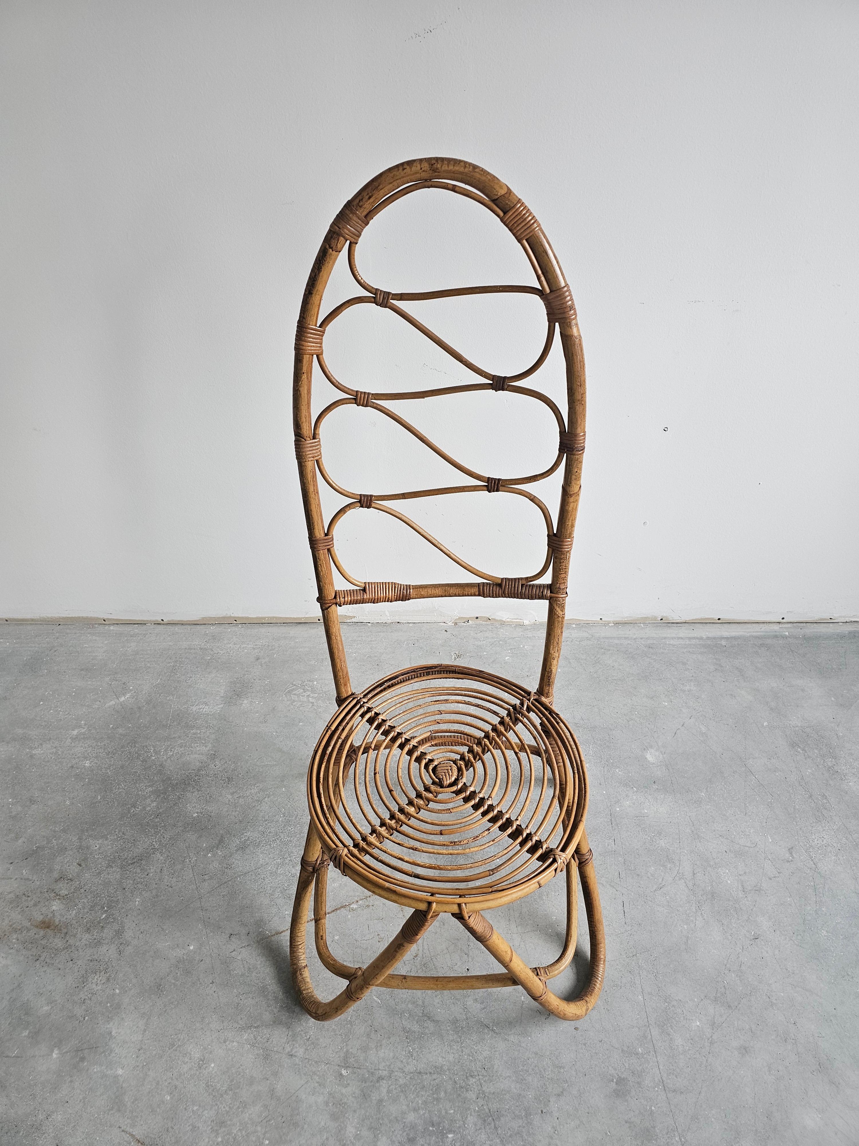Chaise d'appoint moderne du milieu du siècle dernier en bambou attribuée à Bonacina, Italie, années 1960 en vente 3