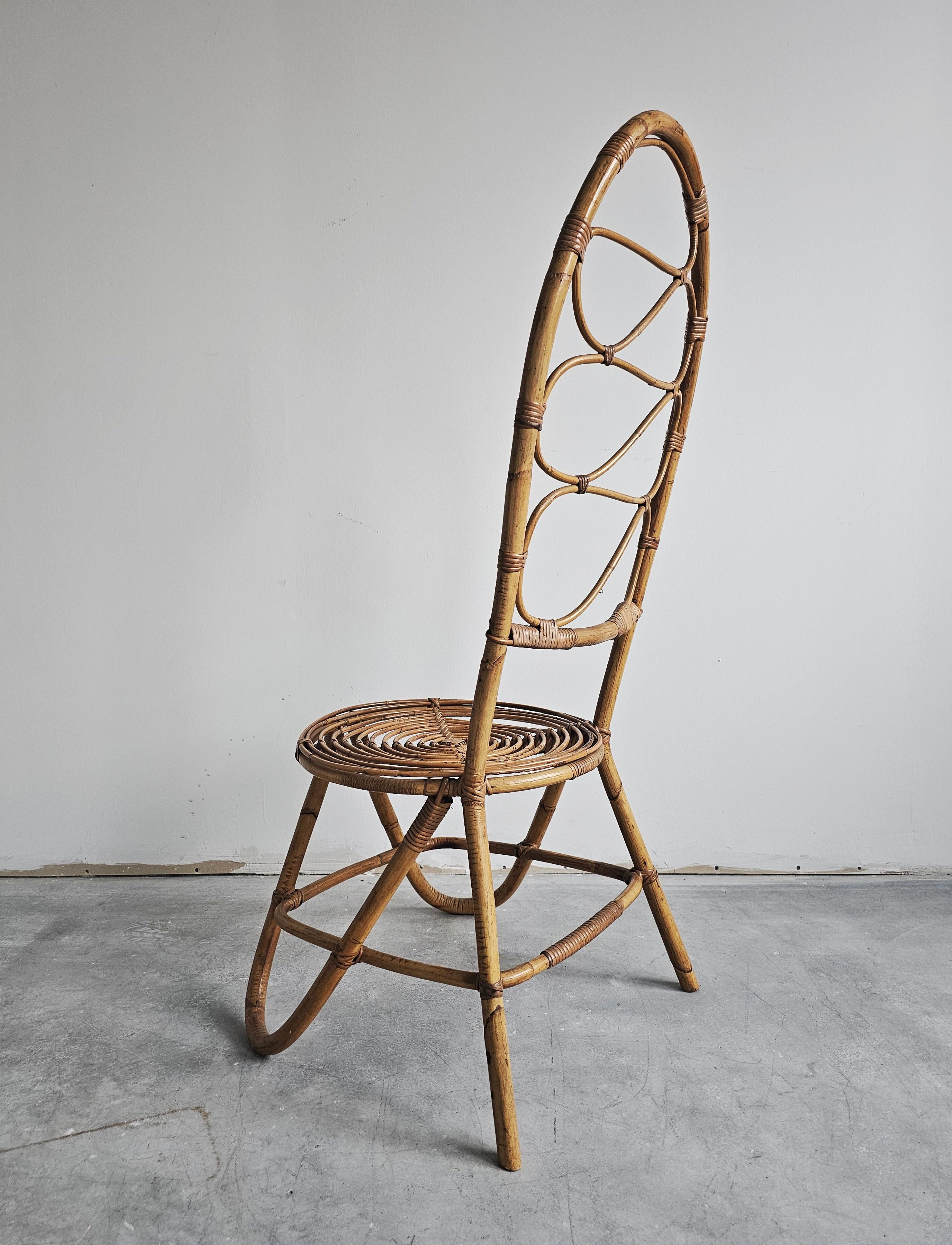 Chaise d'appoint moderne du milieu du siècle dernier en bambou attribuée à Bonacina, Italie, années 1960 Bon état - En vente à Beograd, RS