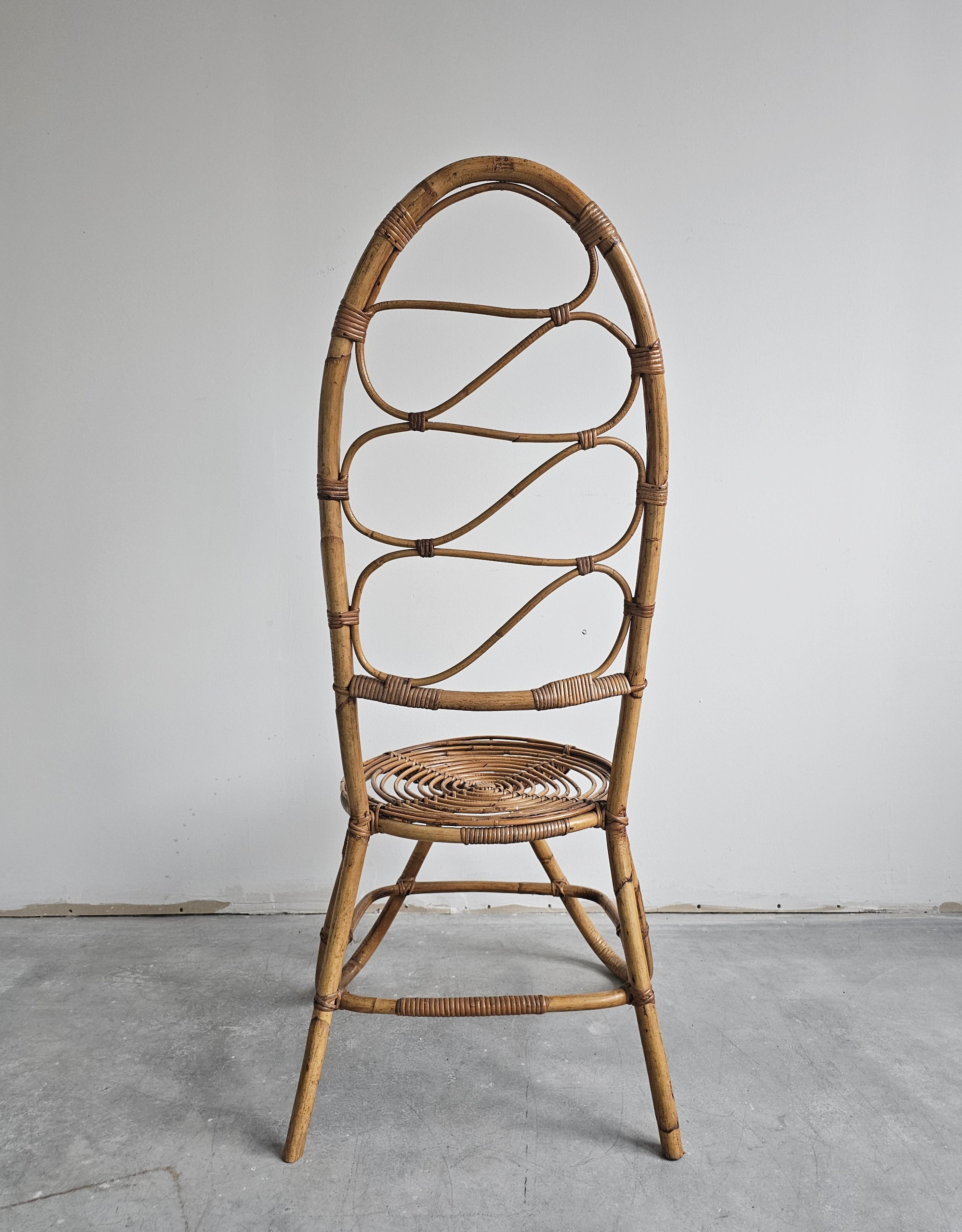Milieu du XXe siècle Chaise d'appoint moderne du milieu du siècle dernier en bambou attribuée à Bonacina, Italie, années 1960 en vente
