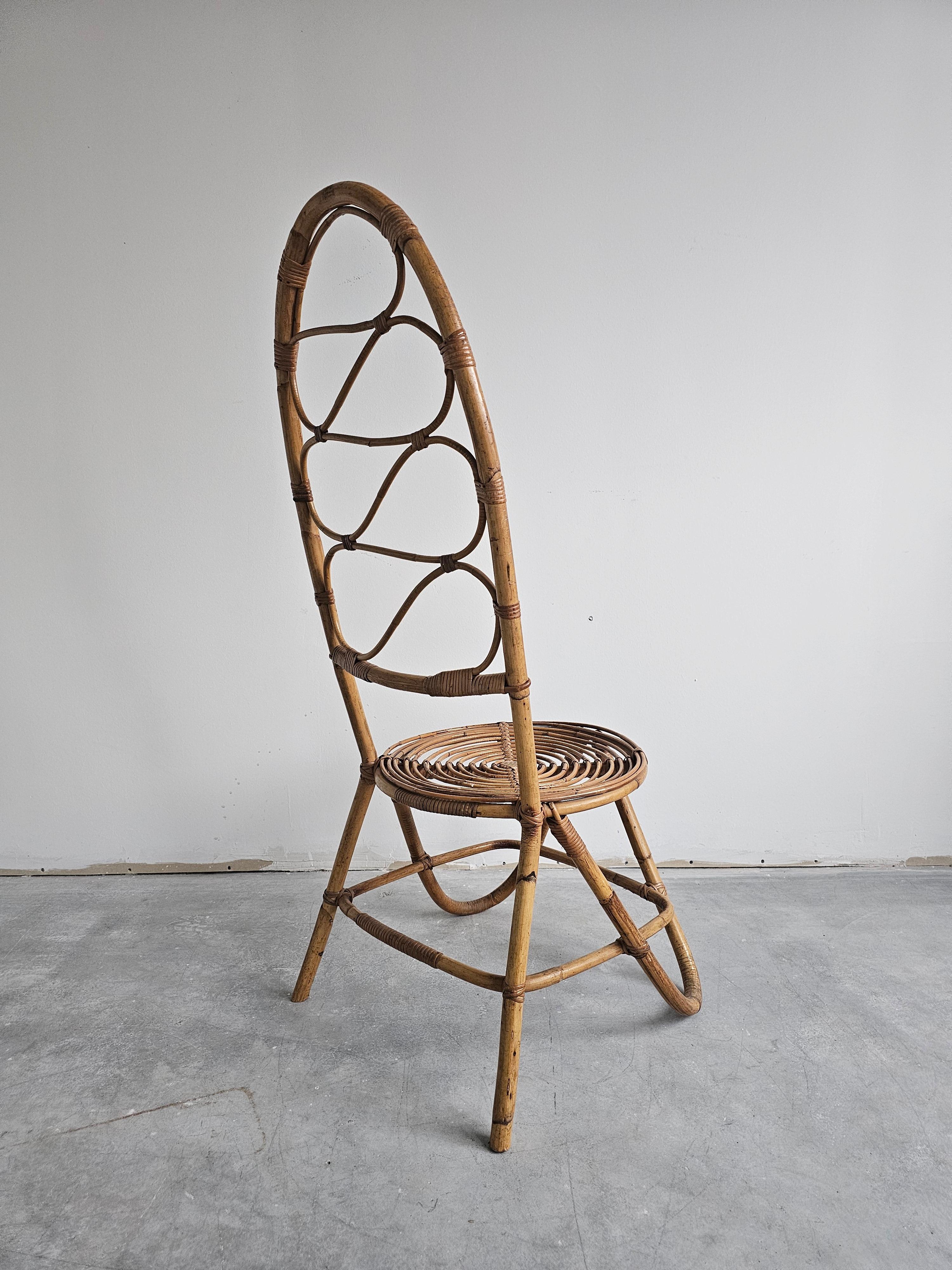 Bambou Chaise d'appoint moderne du milieu du siècle dernier en bambou attribuée à Bonacina, Italie, années 1960 en vente