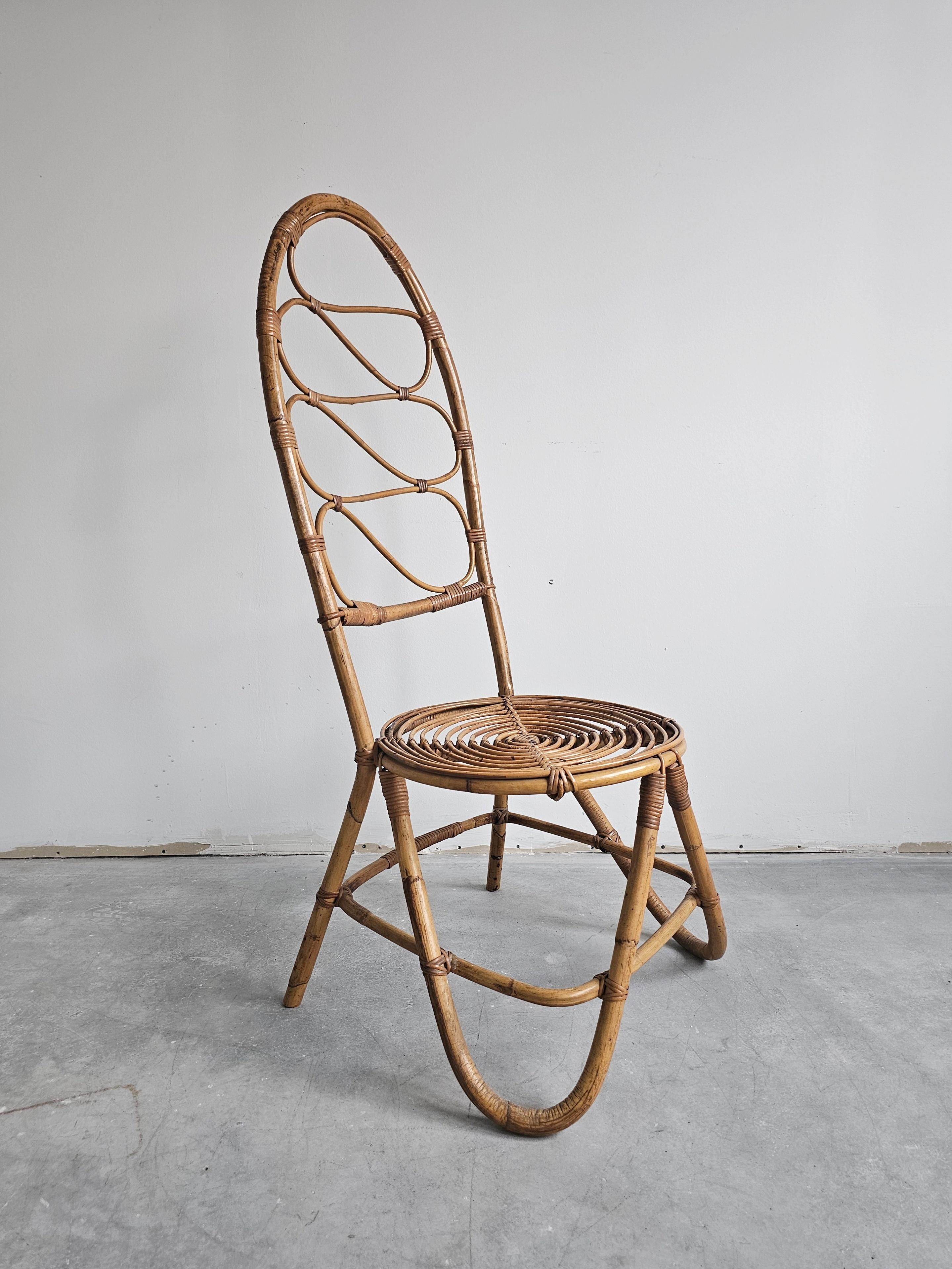 Chaise d'appoint moderne du milieu du siècle dernier en bambou attribuée à Bonacina, Italie, années 1960 en vente 2