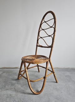 Silla auxiliar Highback de bambú, moderna de mediados de siglo, attr. a Bonacina, Italia Años 60