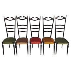 Moderne Hochlehner Chiavari Stühle im Stil von Paolo Buffa, Italien 1950er Jahre