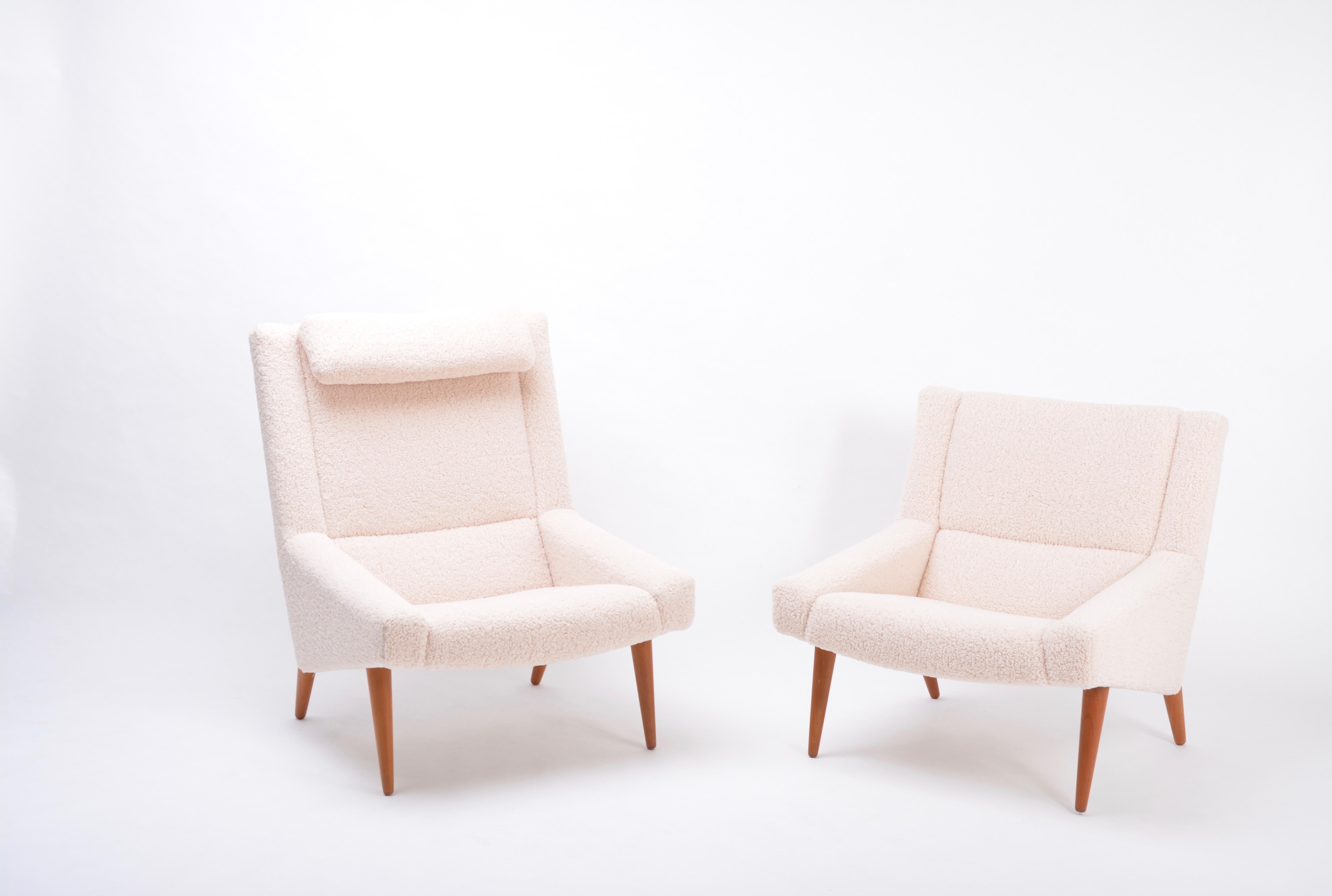 Mid-Century Modern Highback Lounge Chair in Teddy Fur by Illum Wikkelsø 3