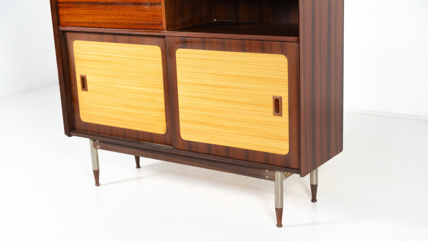 Osier Bordure haute moderne du milieu du siècle dernier, bois et osier, Italie en vente