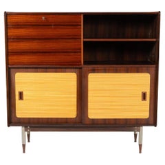 Mid-Century Modern Highbord, Wood and Wicker, Italy
