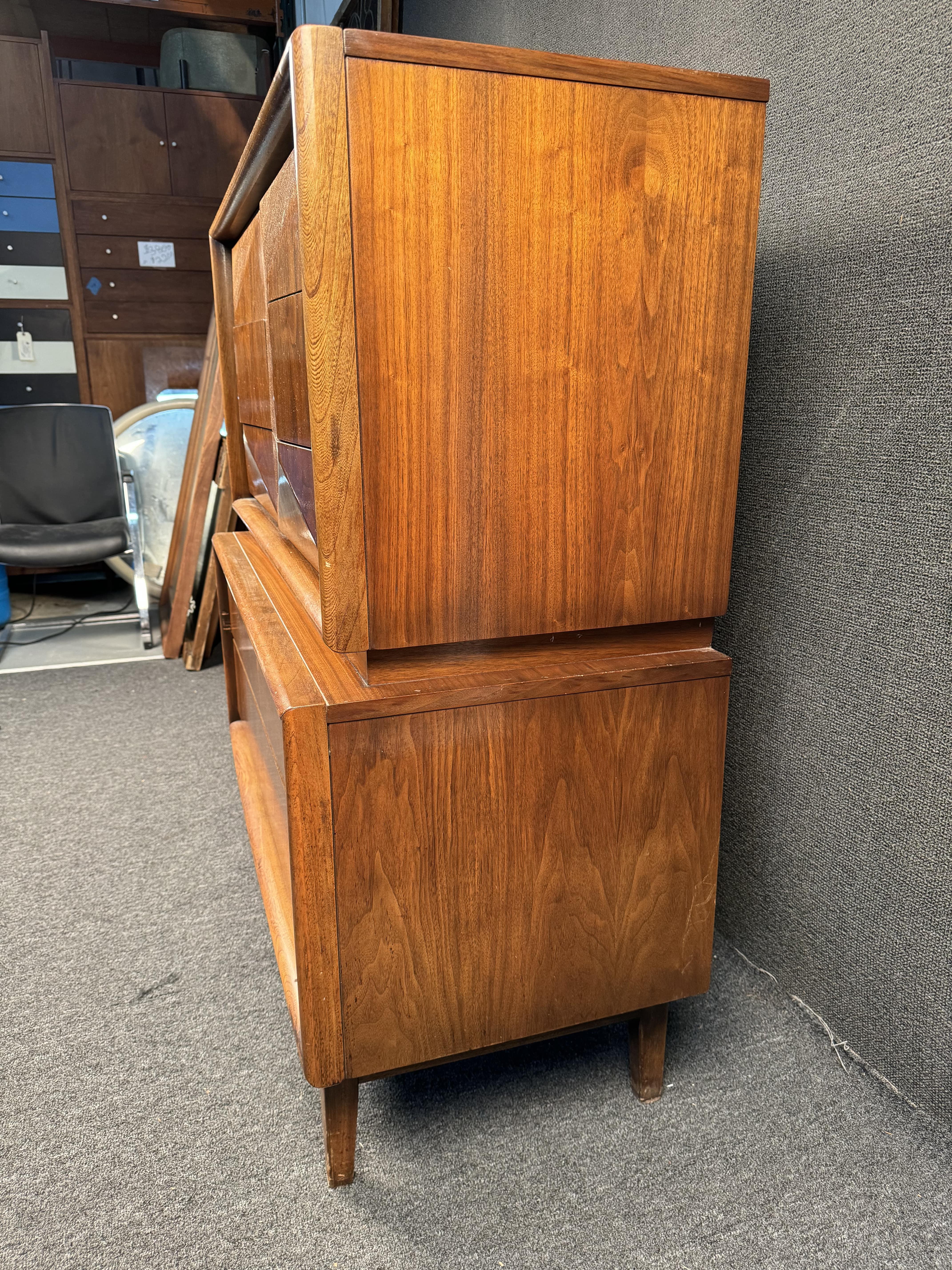 Walnut Mid-Century Modern Highboy by United Furniture