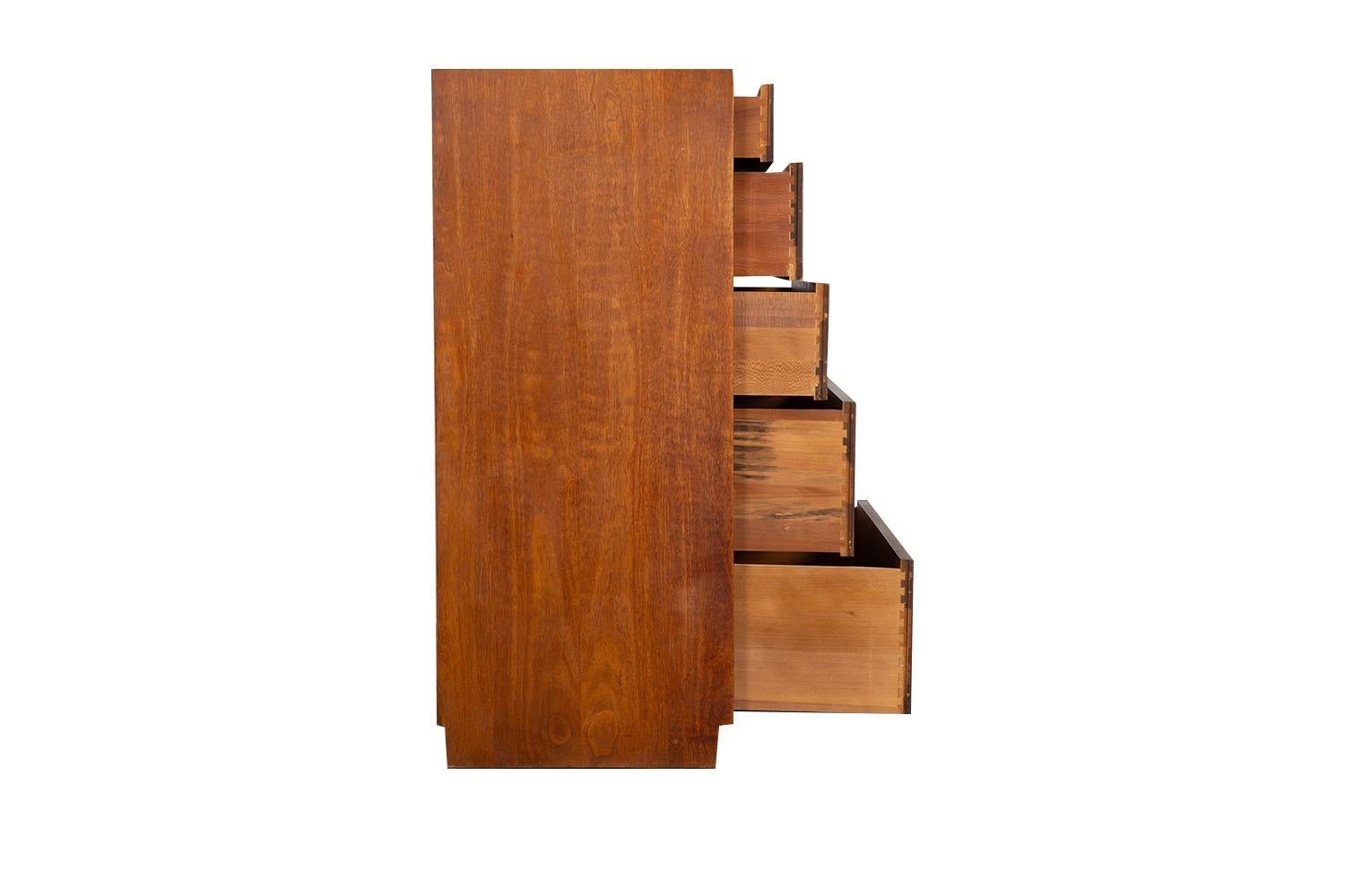 American Mid-Century Modern Highboy Dresser by Henredon For Sale