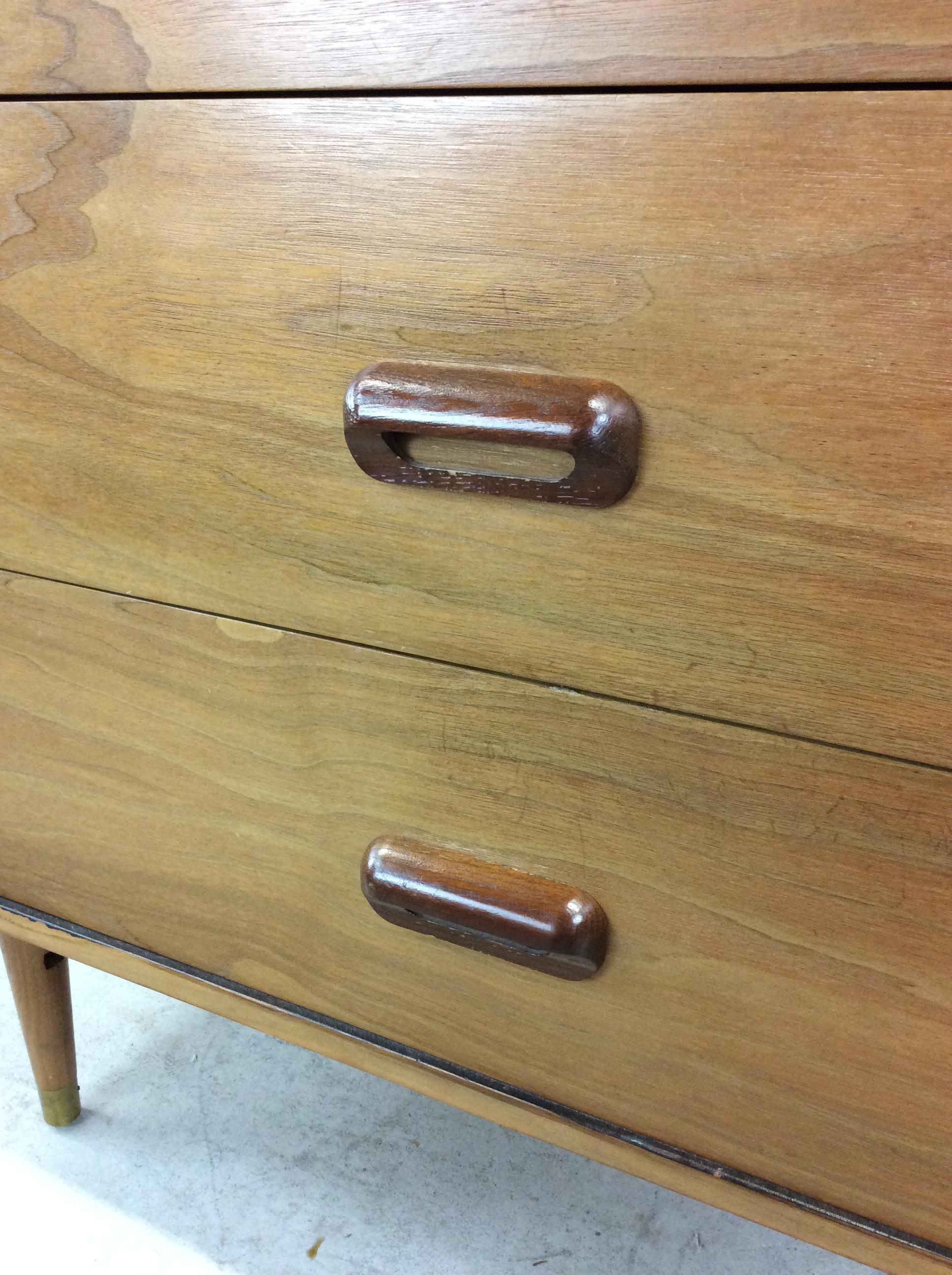 Mid Century Modern Highboy Dresser with 2pc Design & Tambour Door For Sale 3