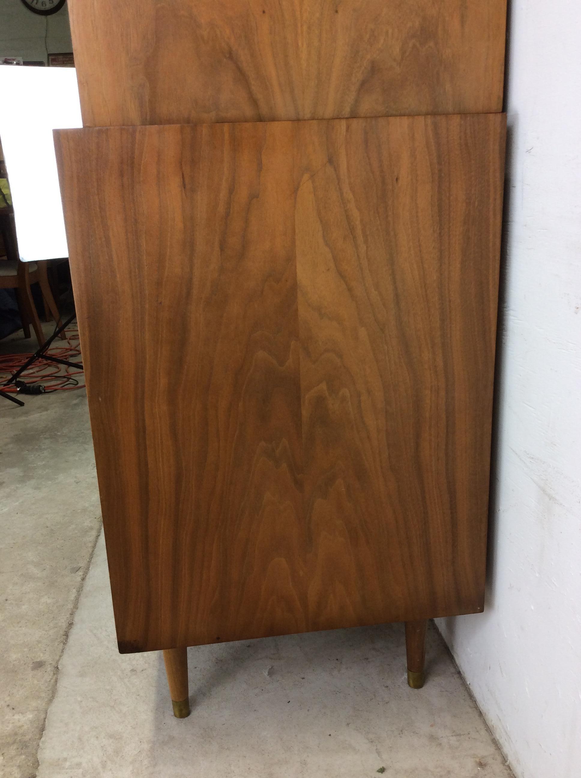 Mid Century Modern Highboy Dresser with 2pc Design & Tambour Door For Sale 6