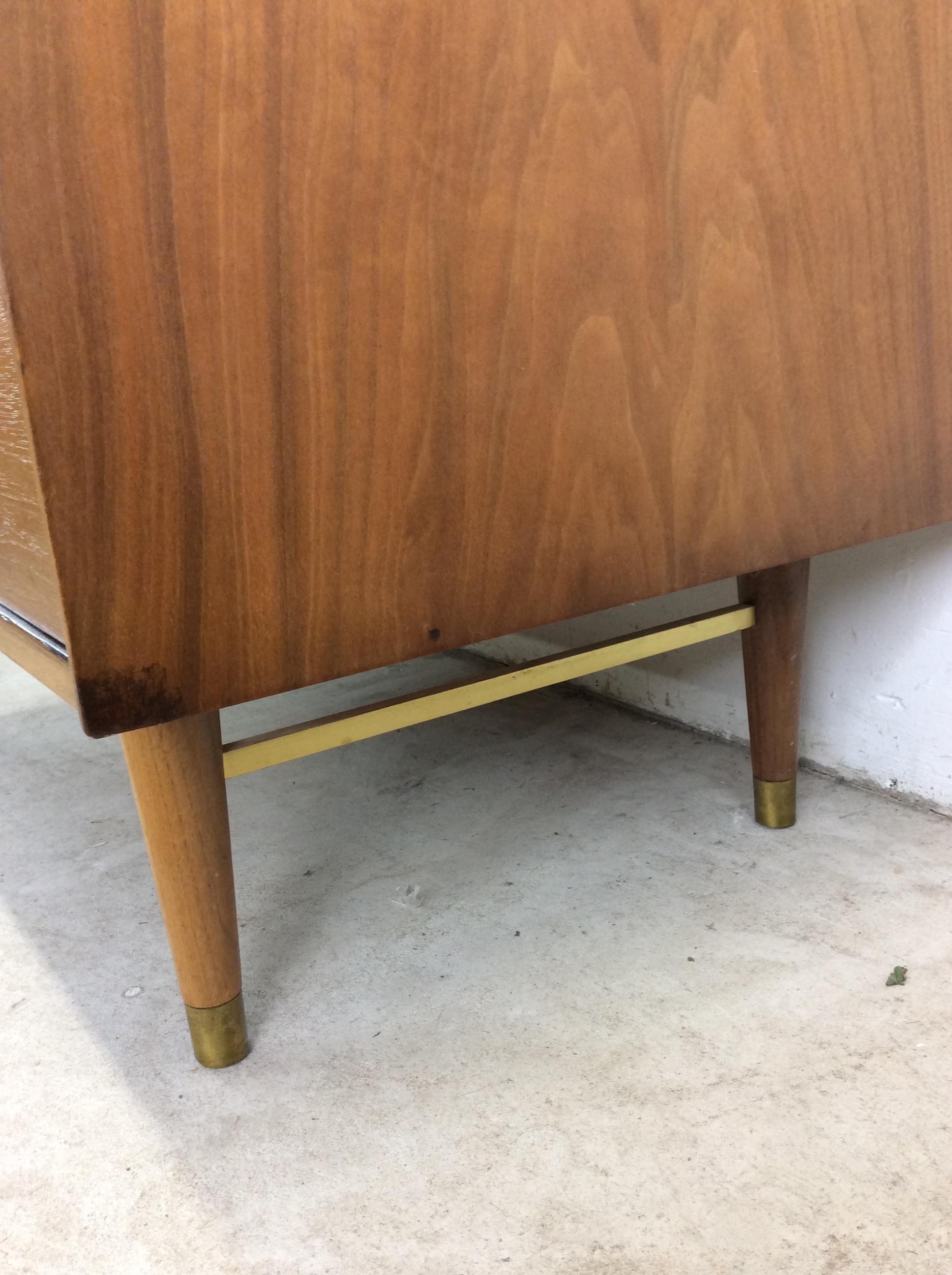 Mid Century Modern Highboy Dresser with 2pc Design & Tambour Door For Sale 7