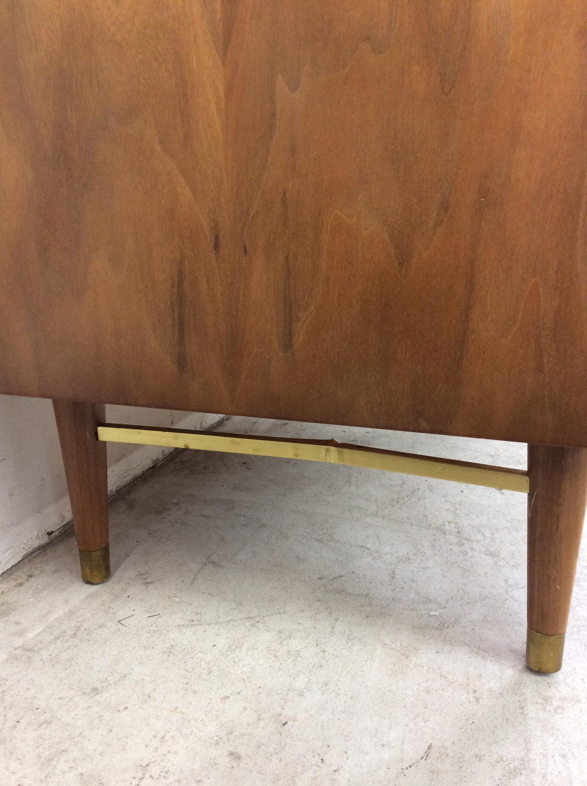 Mid Century Modern Highboy Dresser with 2pc Design & Tambour Door For Sale 10