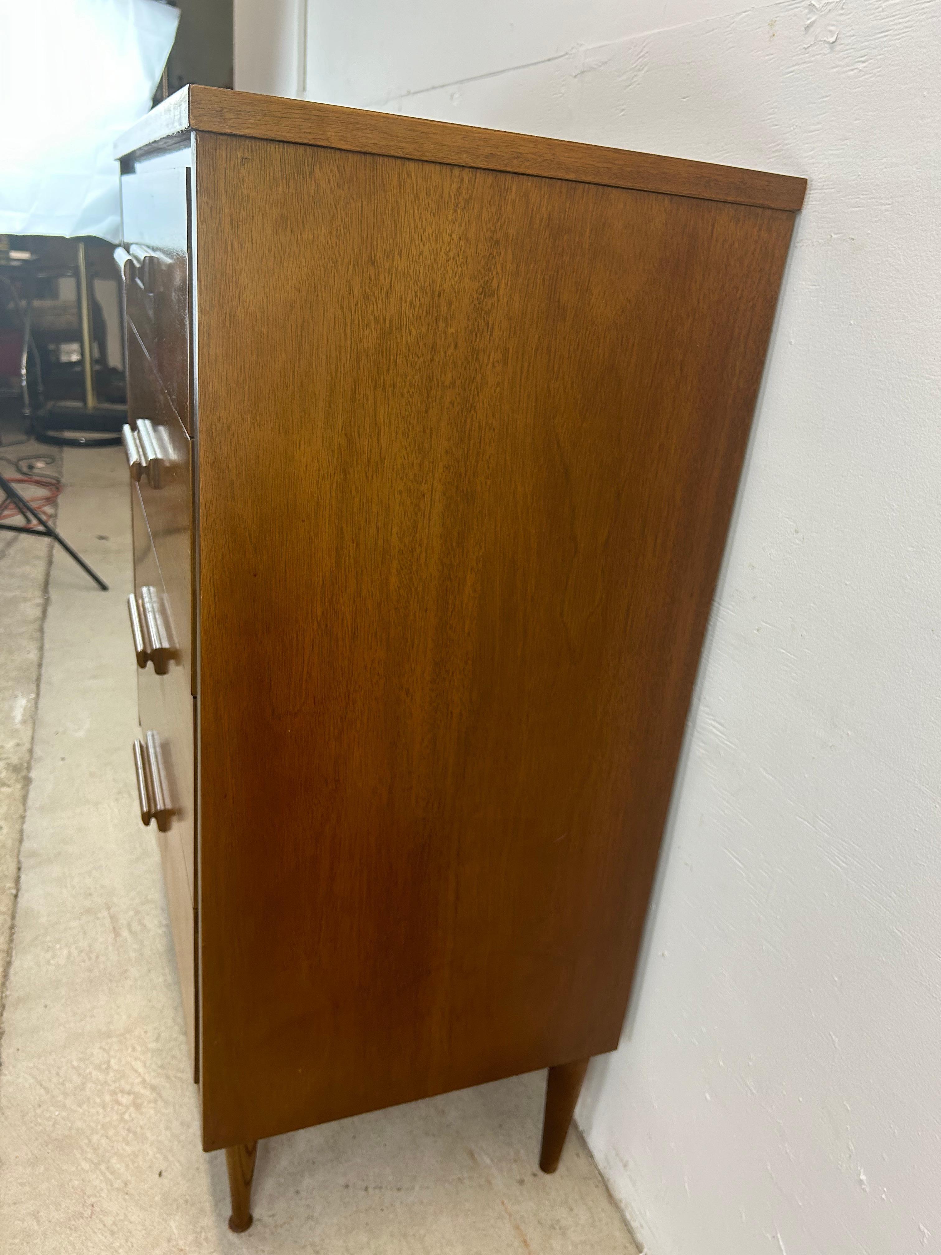 Mid Century Modern Highboy Dresser with 4 Drawers 4