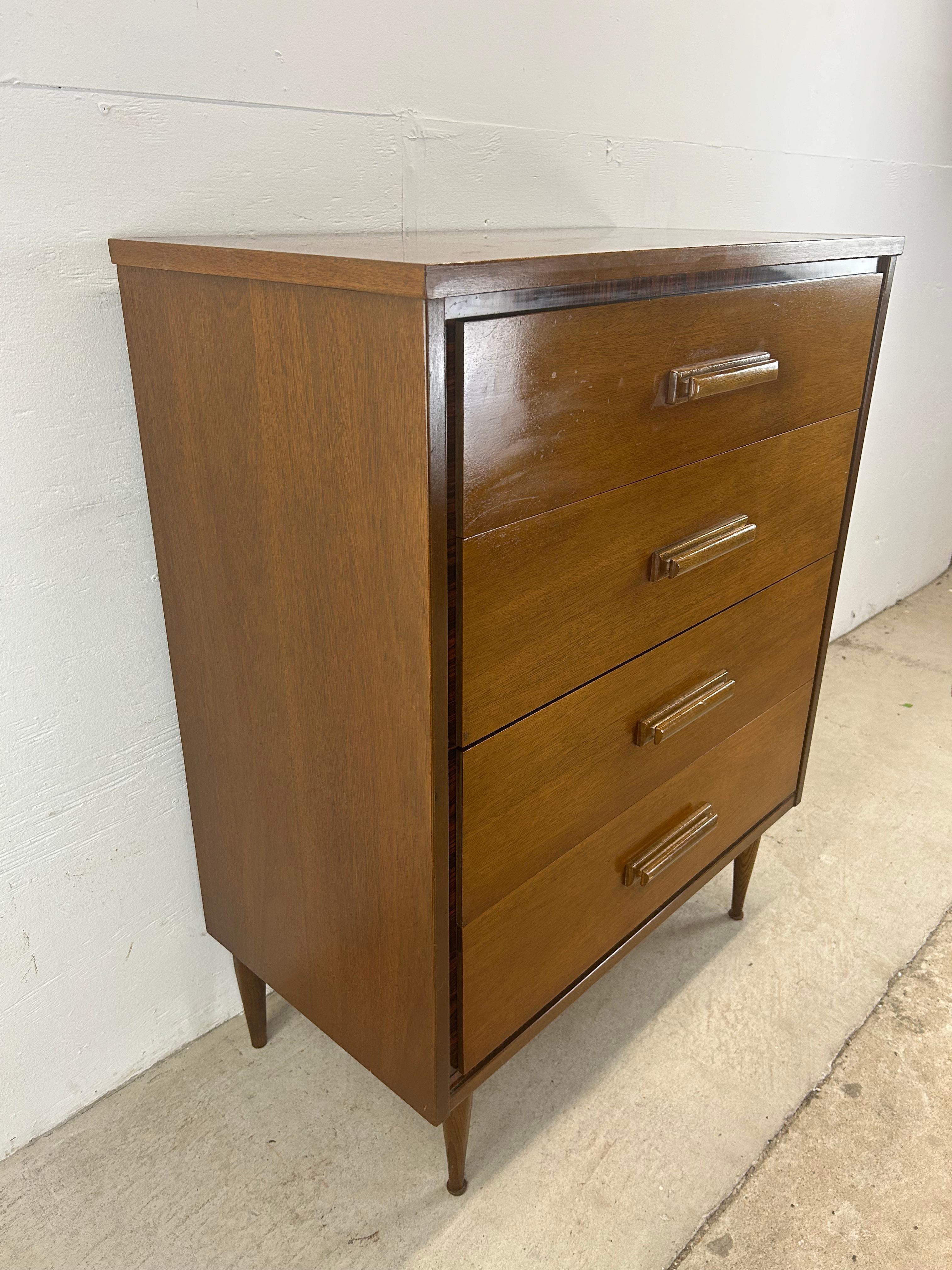 Mid Century Modern Highboy Dresser with 4 Drawers 7