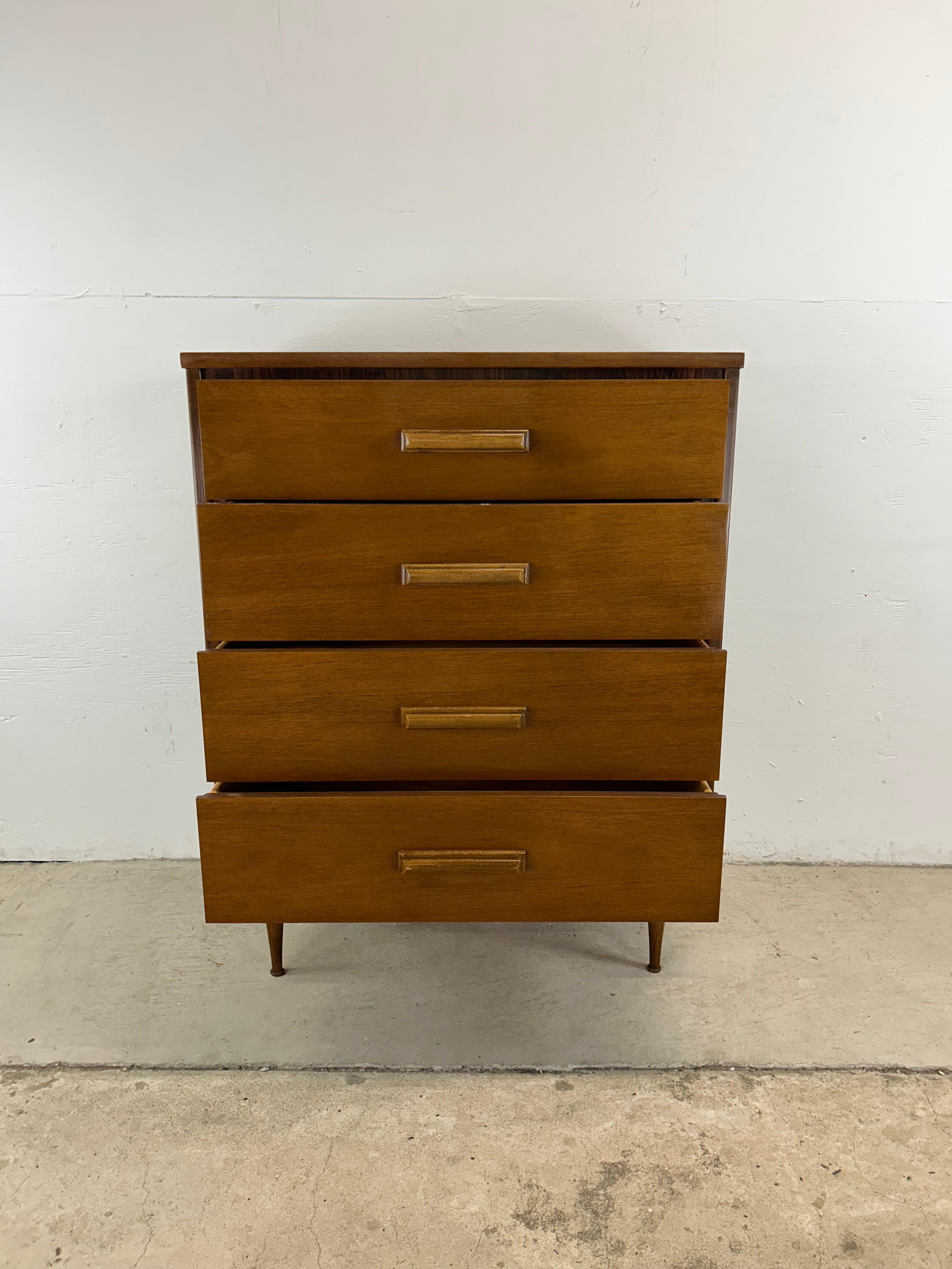 Mid Century Modern Highboy Dresser with 4 Drawers 11