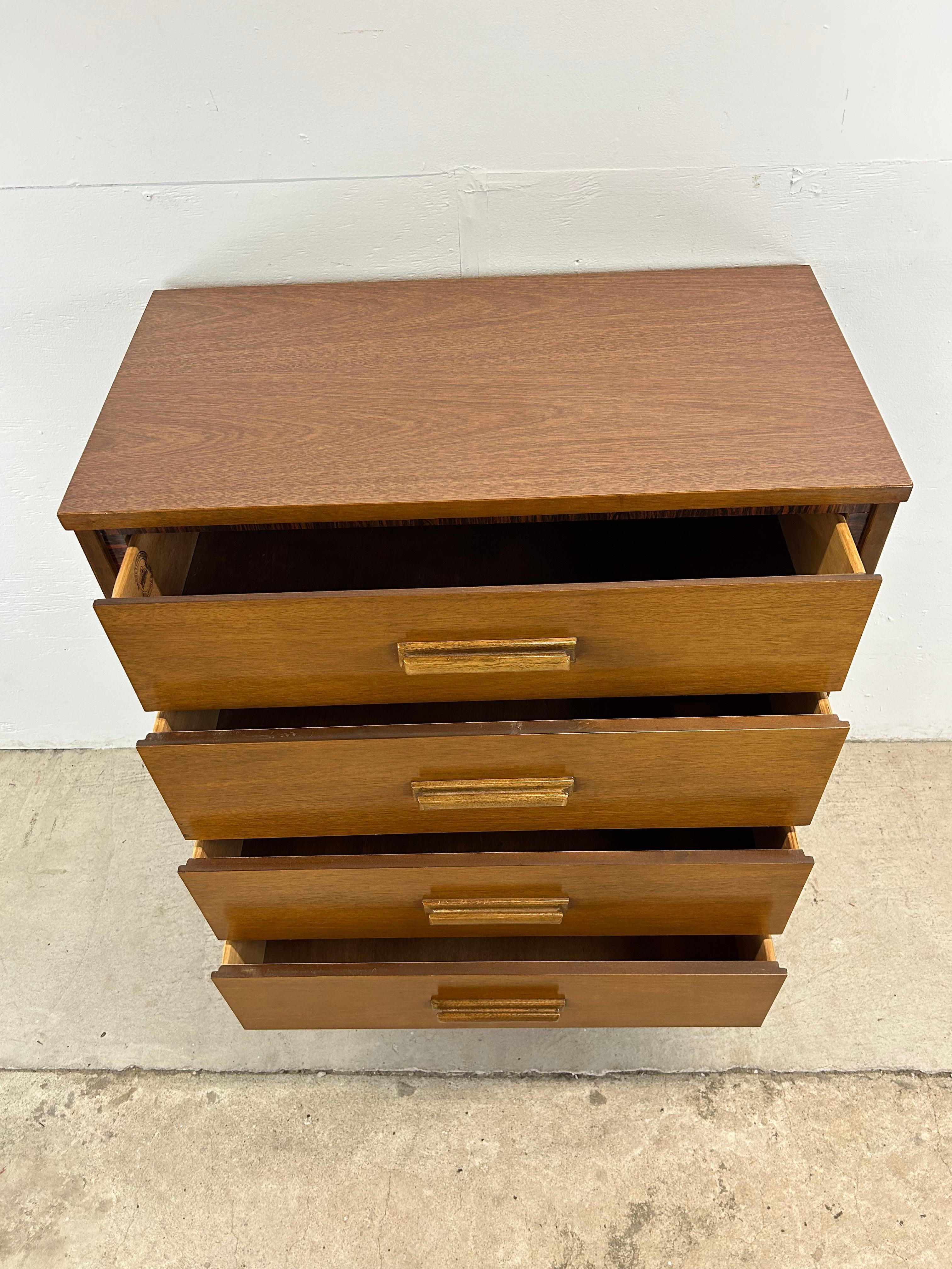 Mid Century Modern Highboy Dresser with 4 Drawers 12
