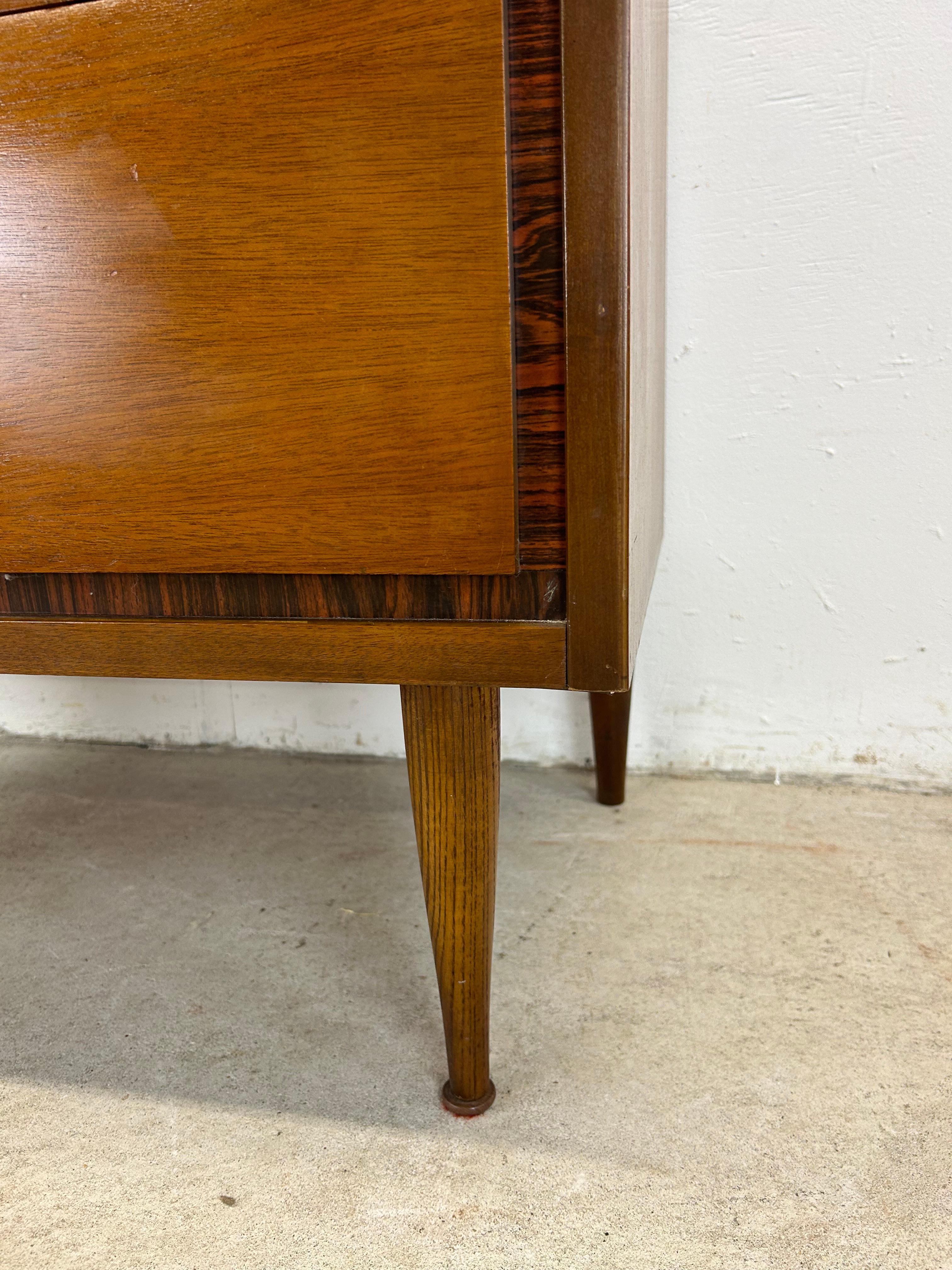 Formica Mid Century Modern Highboy Dresser with 4 Drawers